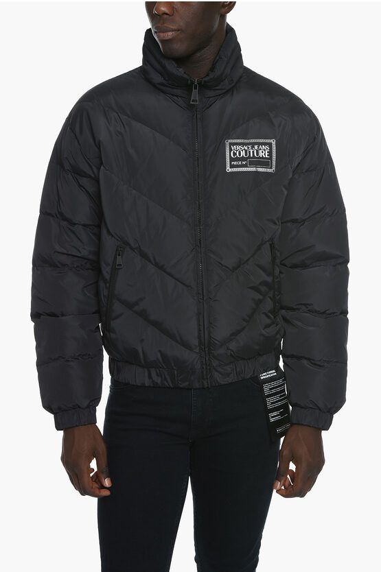 image of Versace Og1Mm0524 Reversible Puffer Jacket In Black, Men's (Size Medium)