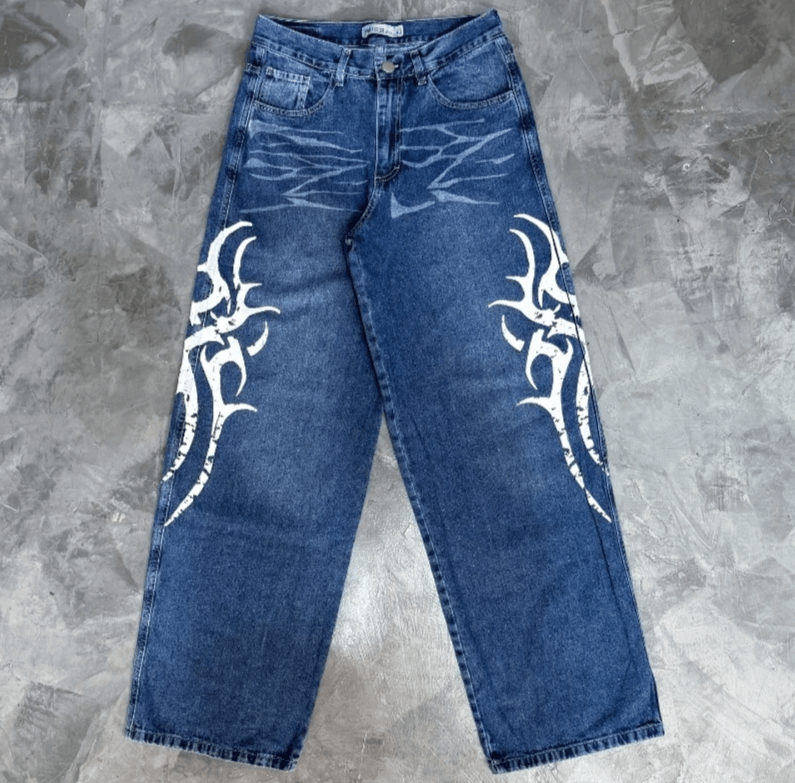 Oversized Print Baggy Jeans