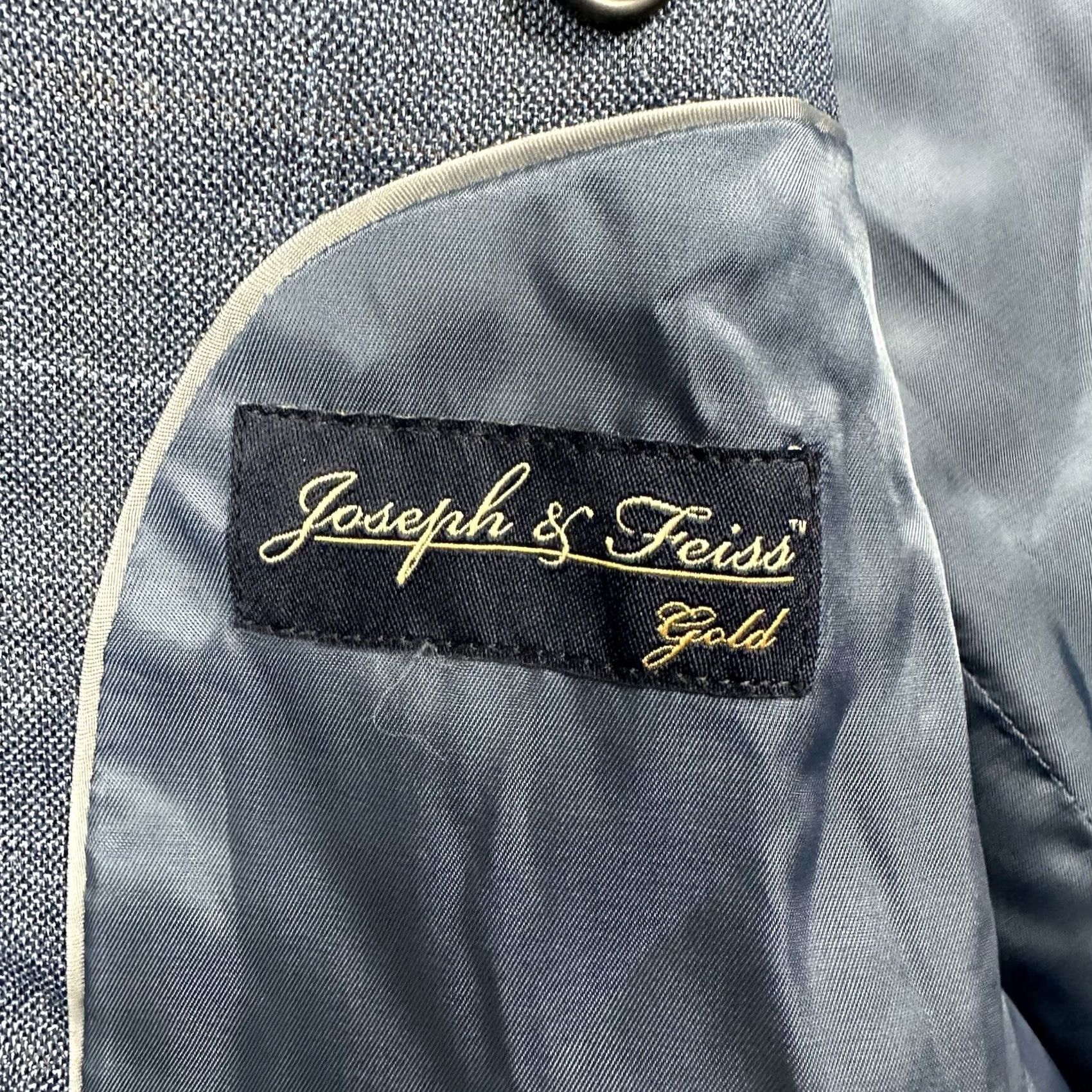 Joseph Joseph & Feiss Blue Wool Sport Coat Jacket - Single-Breasted, Plaid Windowpane, 40R, Men, Notch Lapel, Two-Button Front, Classic Fit Size US XXS / EU 40 - 5 Thumbnail