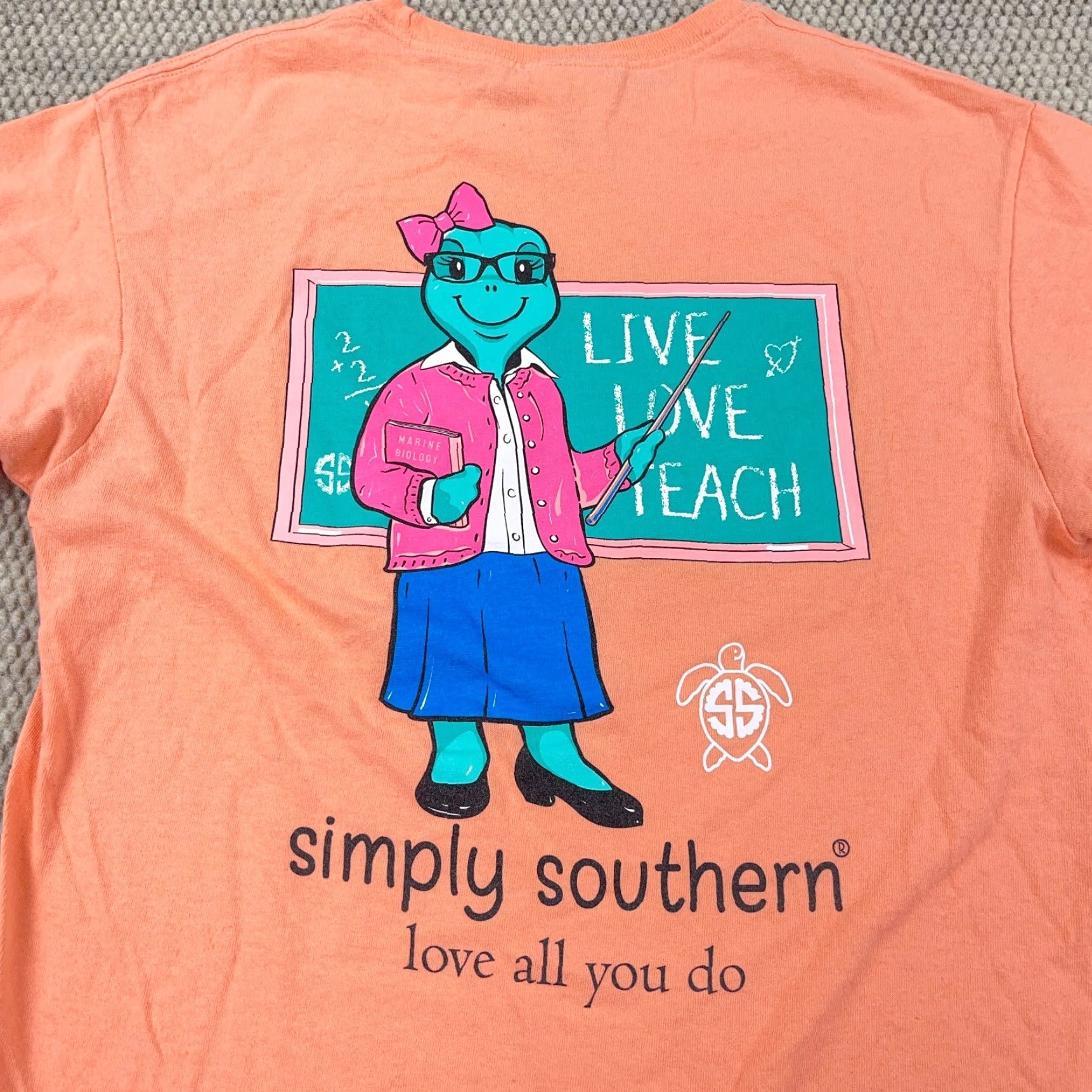 Alife VINTAGE Simple Southern Shirt Women Medium Orange Tee Teacher Life School Peach Ladies Size M / US 6-8 / IT 42-44 - 3 Thumbnail