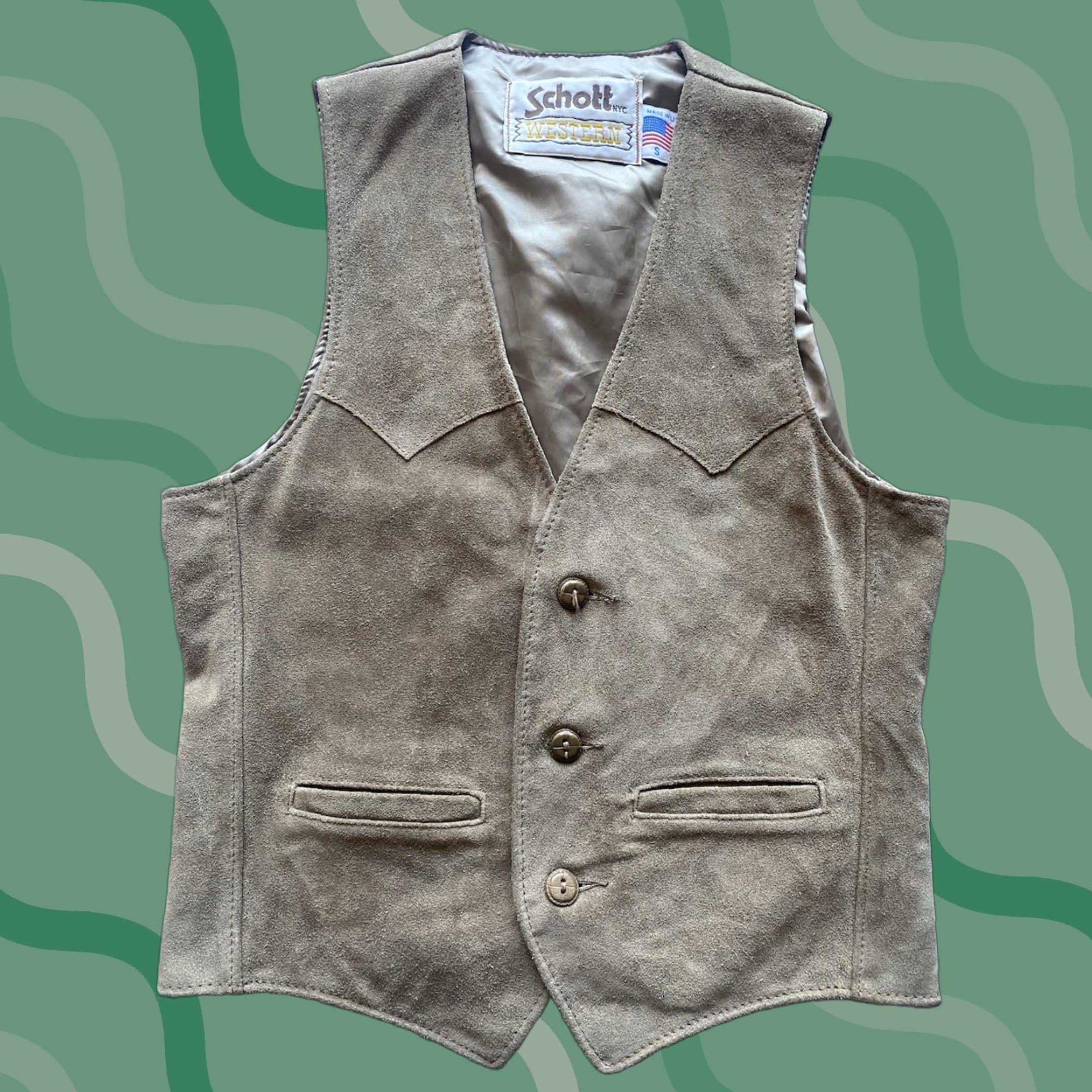 Schott VINTAGE Schott NYC Western Suede Vest Brown Men S Regular Made In USA Flaws Wear Vest Mens Brown Western Flaws Wear Size US S / EU 44-46 / 1 - 1 Thumbnail
