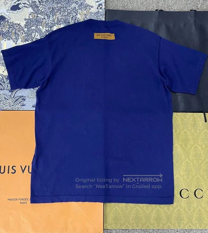 Louis Vuitton Louis Vuitton Blue Printed Knit T-shirt. Size US M / EU 48-50 / 2 - 2 Thumbnail