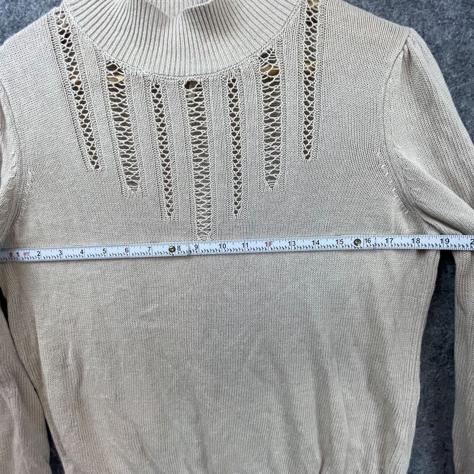 Free People Free People Sweater Womens L Beige Knitted Cutouts Crochet Size L / US 10 / IT 46 - 3 Thumbnail