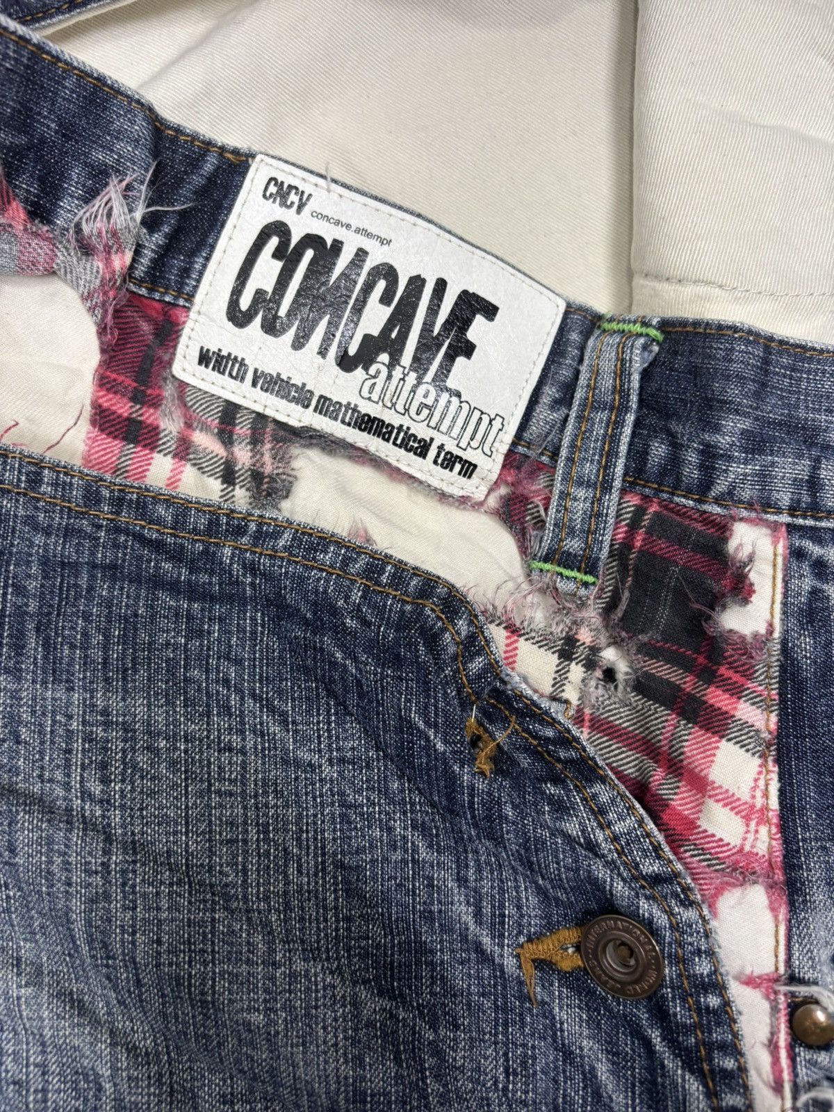 Hysteric Glamour 🔥Double Waist CNCV Concave Attempt DISTRESS THRASHED JEANS Size US 34 / EU 50 - 10 Thumbnail