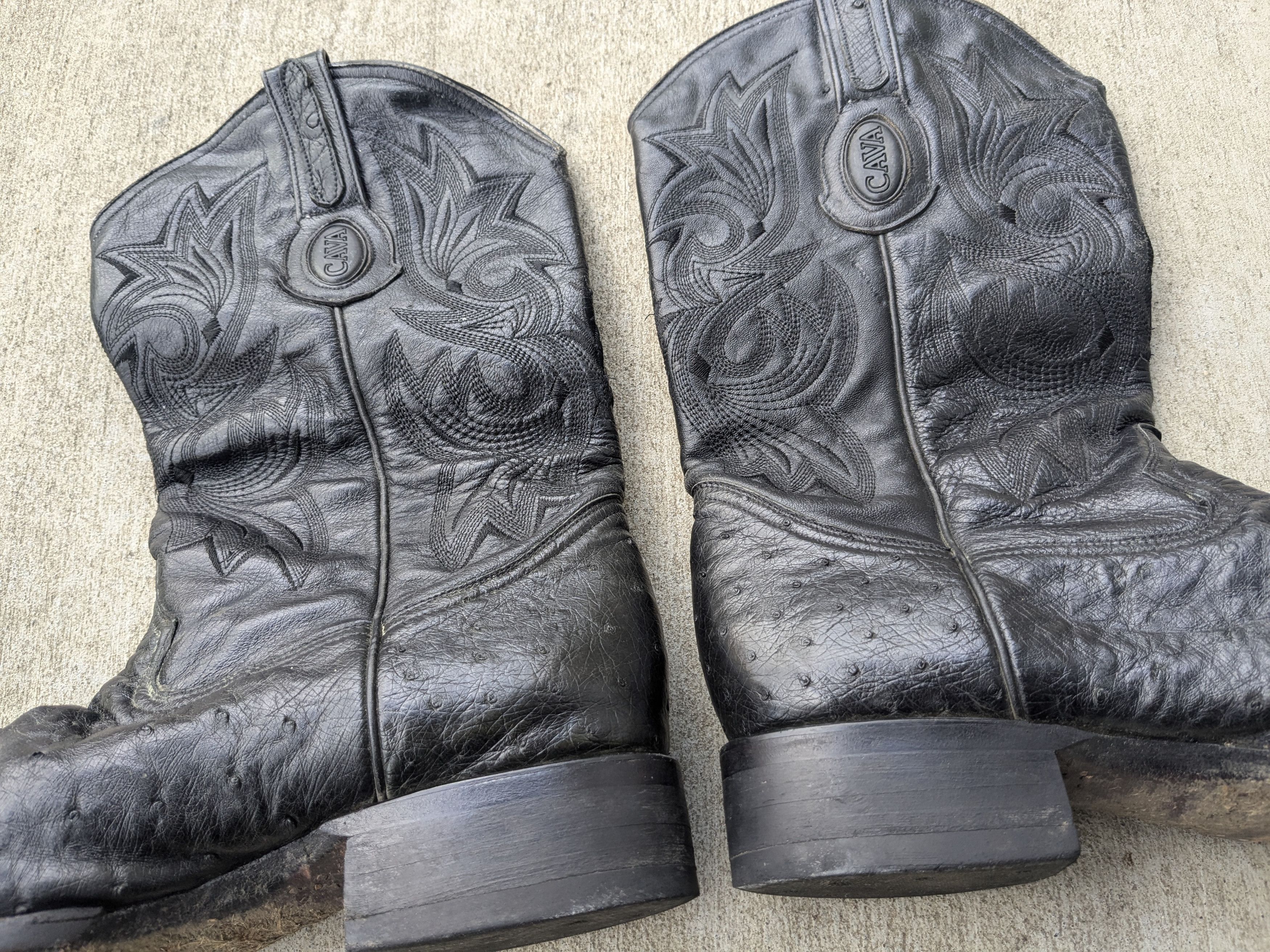 Genuine Leather Ostrich Cowboy Boots 9 Black Leather Mexico Botas Size US 9 / EU 42 - 13 Thumbnail