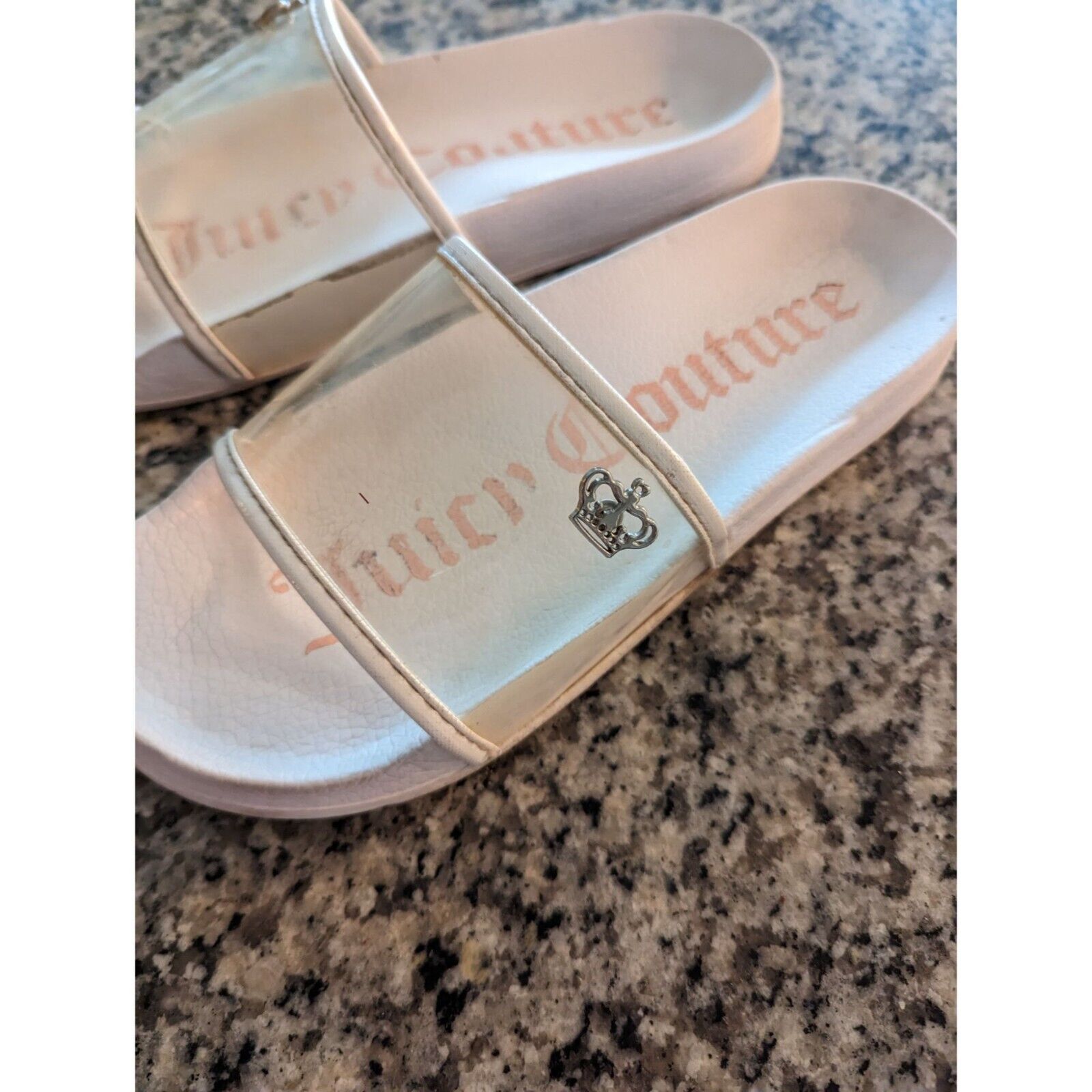 Juicy Couture Juicy Couture Womens Sz 7 Slides Sandals White Clear Top Size US 7 / IT 37 - 3 Thumbnail