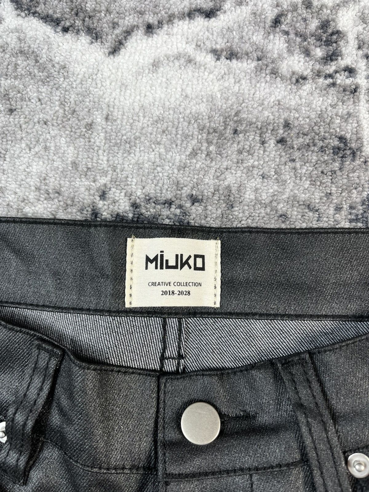 Other MIJKO Coated Denim Leather Look Pants Y2K Straight Fit M Size 31" - 6 Thumbnail