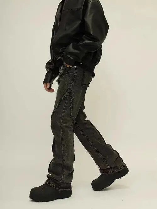 VIBE Retro distressed patchwork raw edge bootcut jeans Size US 32 / EU 48 - 7 Thumbnail