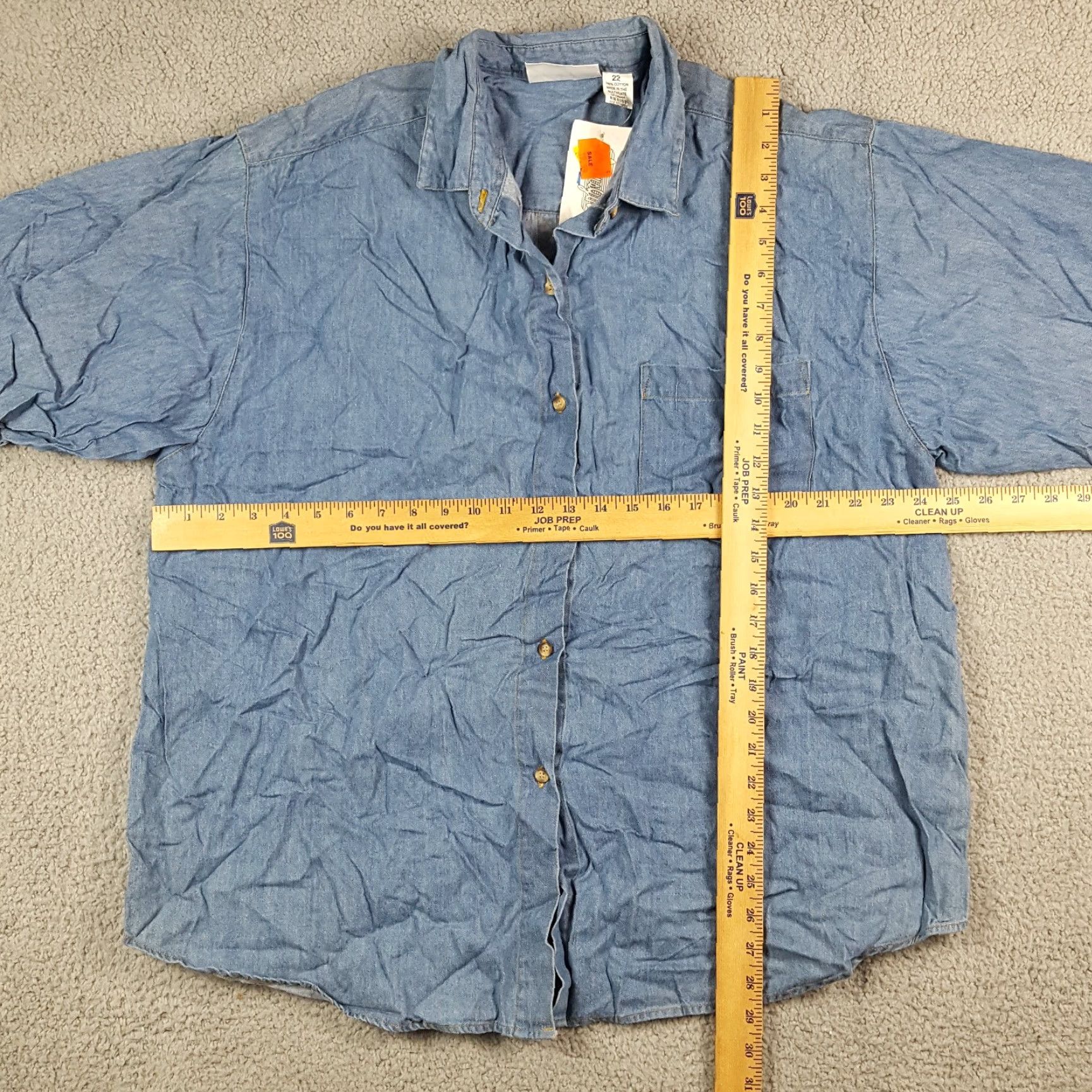Denime VINTAGE 90s Y2K Denim Shirt Women's Size 22 Casual Short Sleeve Punk Biker Collared Button-Up Size 3XL / US 20-22 - 7 Thumbnail