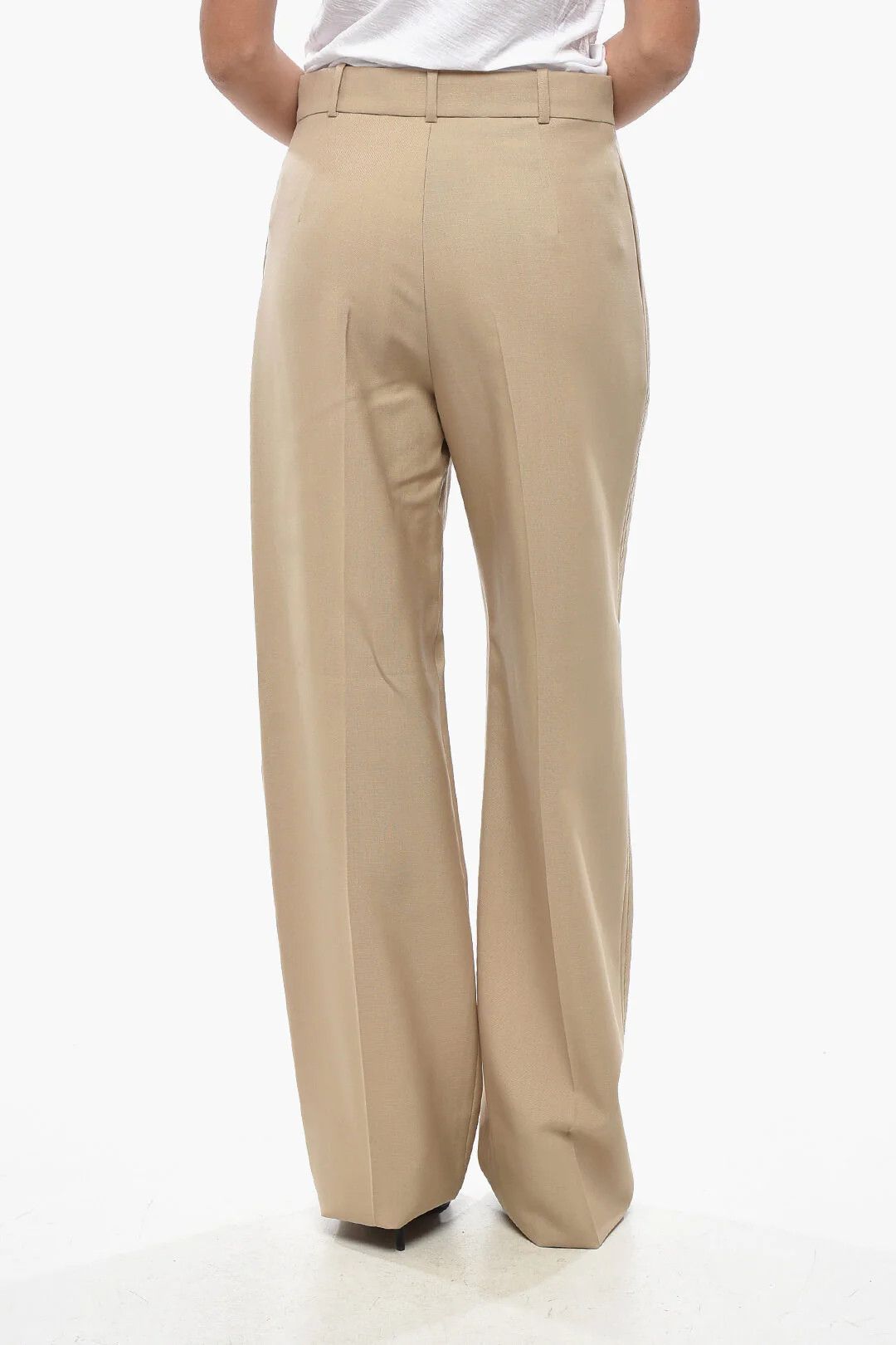 Dior og1mm0326 Mohair-Blend Palazzo Pant in Beige Size 30" / US 8 / IT 44 - 2 Thumbnail