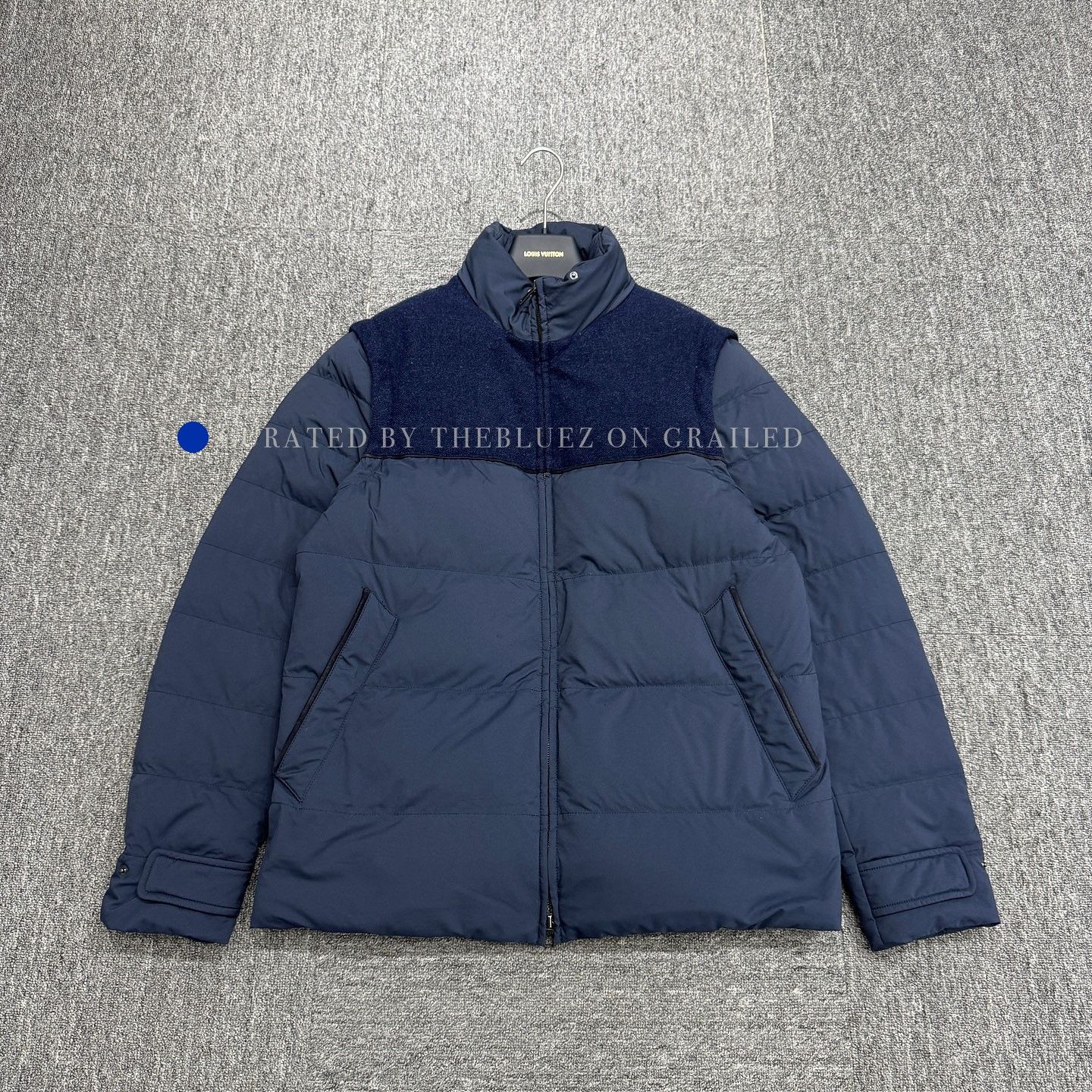 Loro Piana Blue Puffer Jacket with Textured Panel - Size M Size US M / EU 48-50 / 2 - 1 Thumbnail