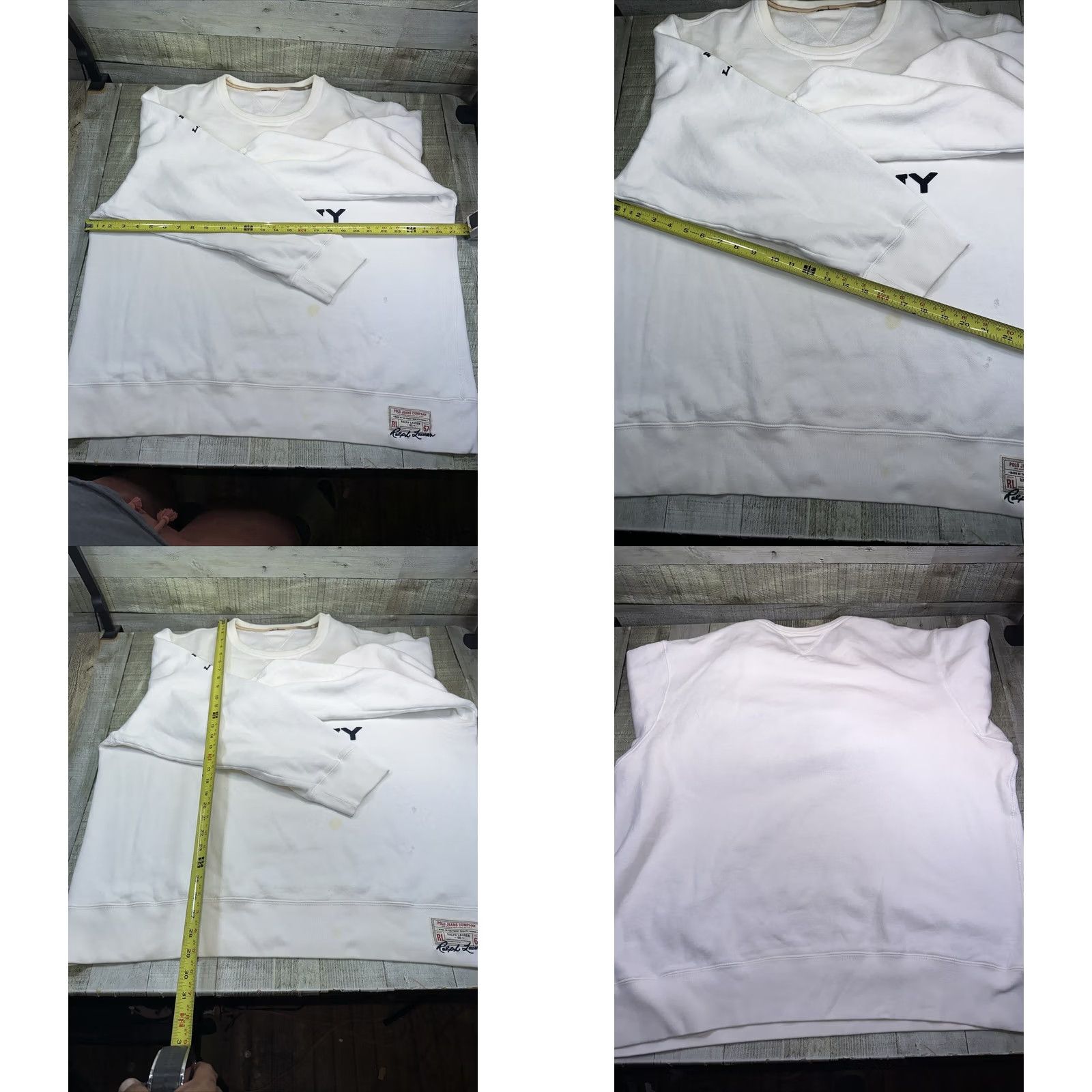 Ralph Lauren VINTAGE Ralph Lauren Men Sweater Crew Neck 2XL White Distressed Pullover Size US XXL / EU 58 / 5 - 8 Thumbnail