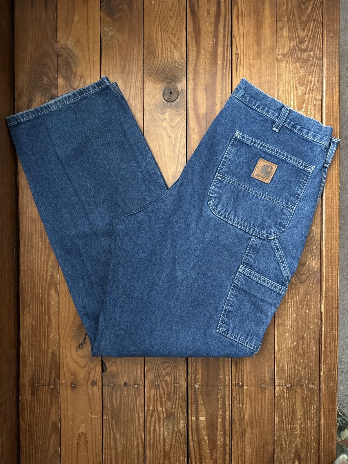Carhartt Vintage 90s Carhartt Blue Denim Carpenter Pant Jeans Size US 36 / EU 52 - 1 Thumbnail