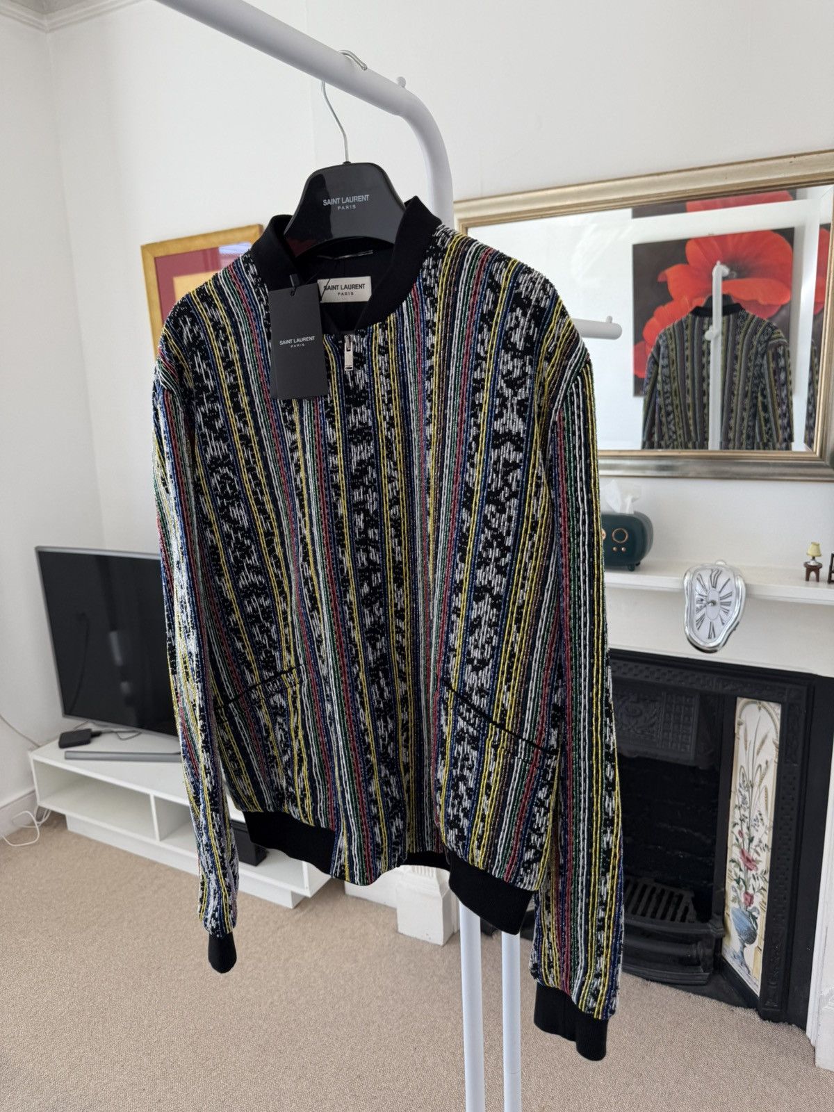 Saint Laurent Paris SS18 Runway Saint Laurent Beaded Ikat Bomber $12K Size US M / EU 48-50 / 2 - 5 Thumbnail
