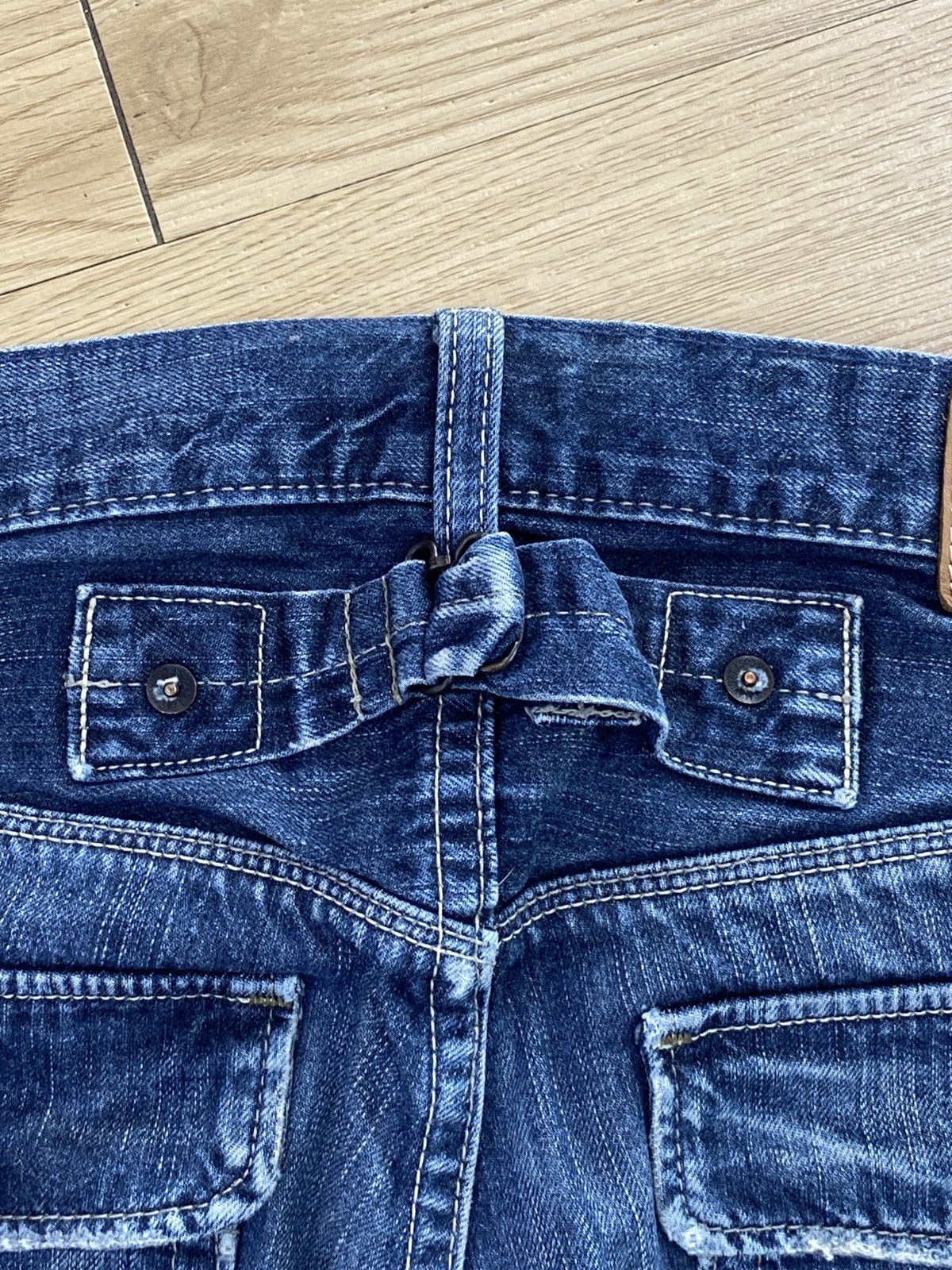 Levi's Levi’s Whiskers Blue Wash Style Buckle Back Distressed Jeans Size US 30 / EU 46 - 10 Thumbnail