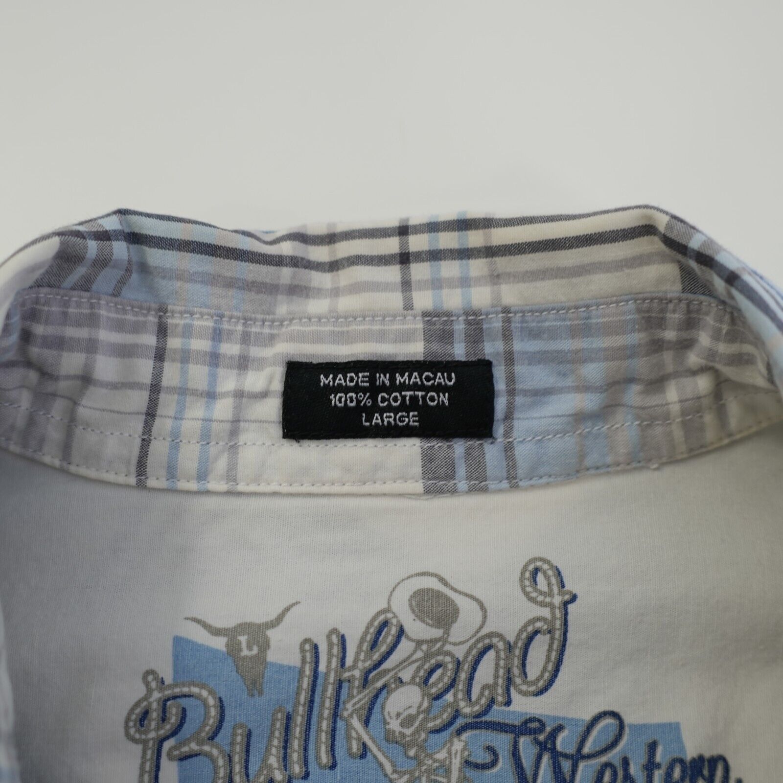Other Bullhead Western Style Pearl Snap Large White Blue Plaid Col Size US L / EU 52-54 / 3 - 11 Thumbnail