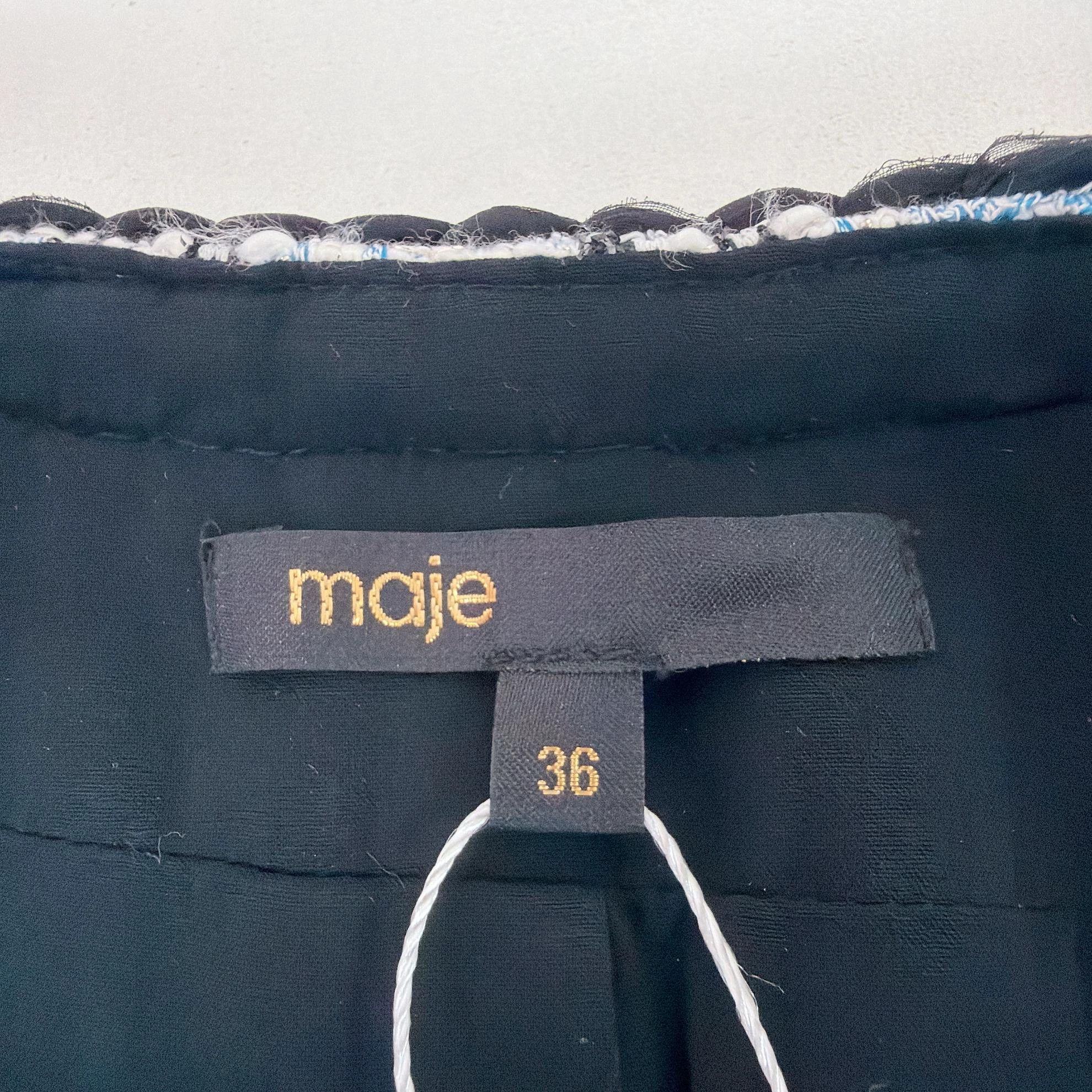 Majestic Maje Women's Blue Checkered Waist-Tie Jacket Size 36 Size XS / US 0-2 / IT 36-38 - 6 Thumbnail