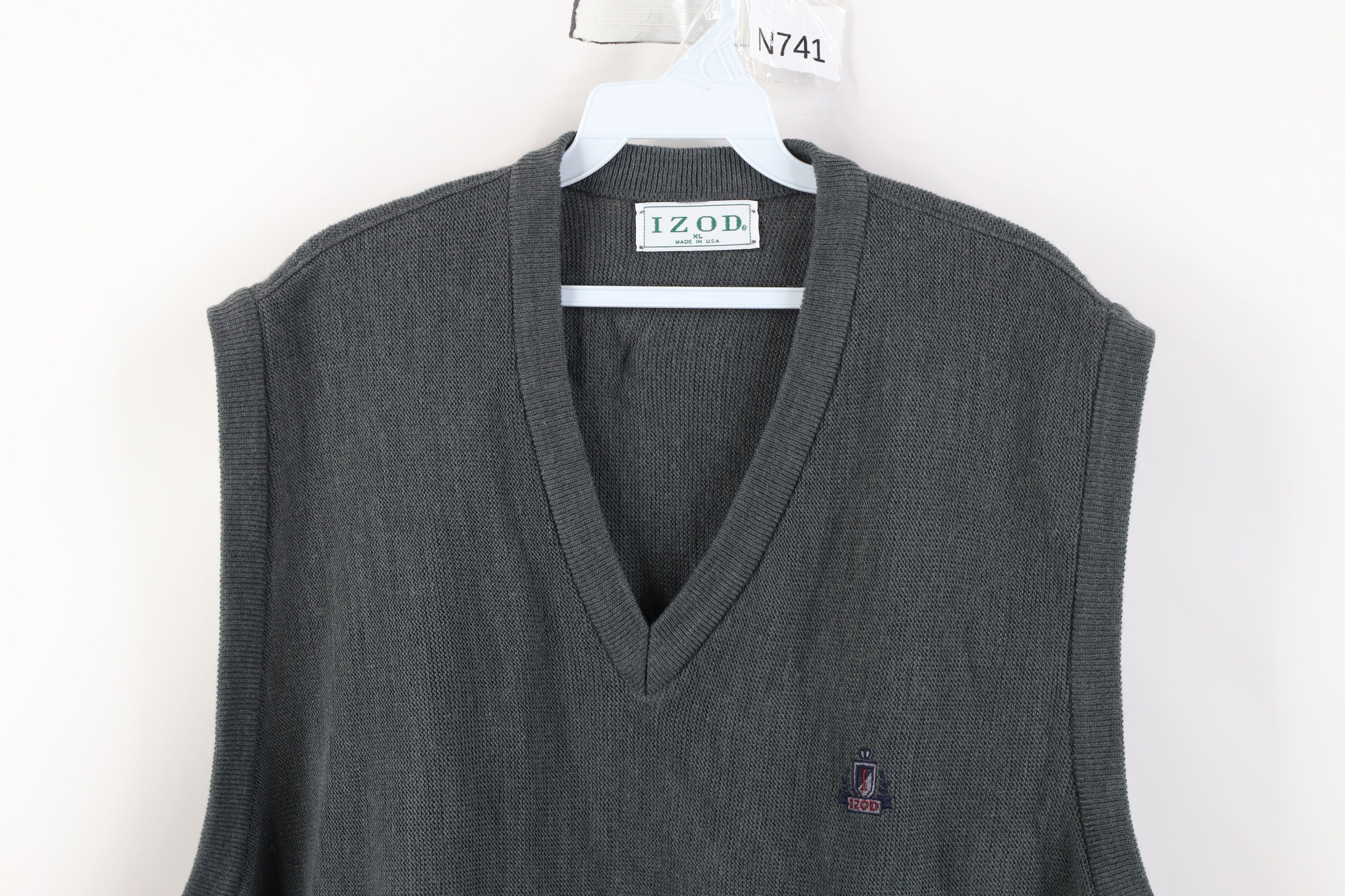 Izod Vintage 90s Izod Knit V-Neck Sweater Vest Gray Acrylic USA Size US XL / EU 56 / 4 - 2 Thumbnail
