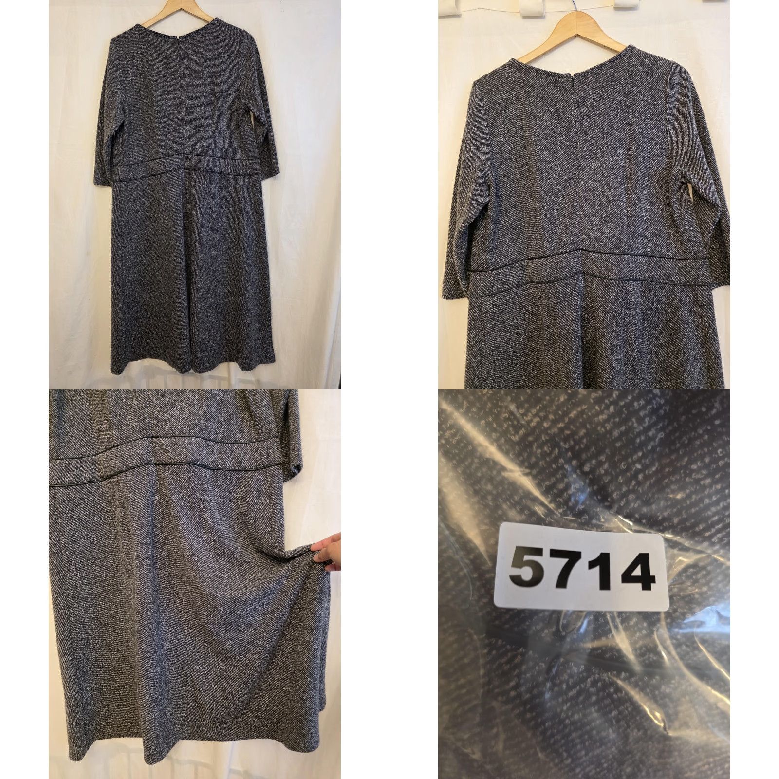 Talbots Talbots Dress Womens 14W Gray Herringbone Fit & Flare Midi Work Office Dress Size XL / US 12-14 / IT 48-50 - 8 Thumbnail