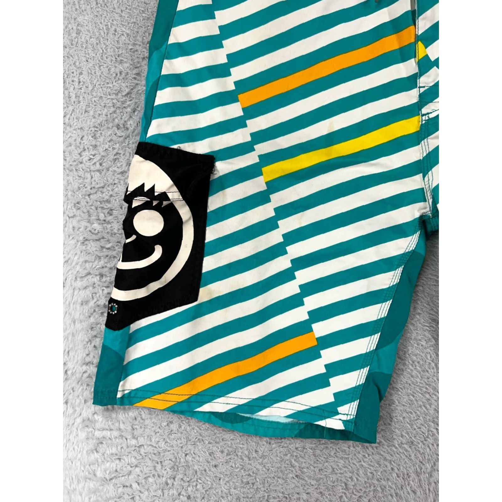 Vintage NEFF Swim Trunks Men 34 Teal Board Shorts Polyester Bathing Suit Surf Retro Look Green Pockets Drawstring Breathable 100% Polyester Mens Bottom Size US 34 / EU 50 - 7 Thumbnail