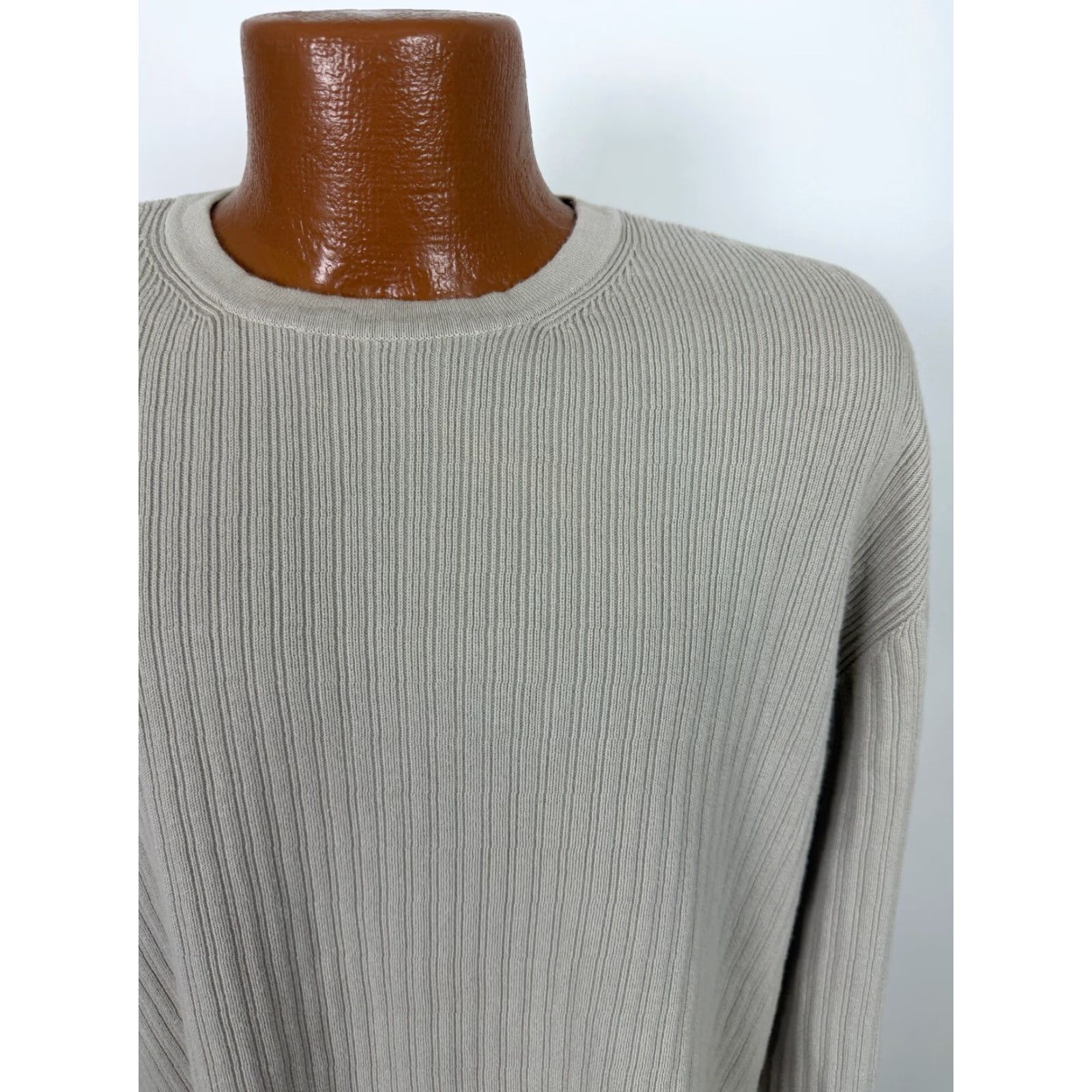 Banana Republic Banana Republic Ribbed Shirt Men XL Beige Cotton Vintage Y2K 90s Preppy Heavyweight Knit Crew Neck T-Shirt - Regular Fit Size US XL / EU 56 / 4 - 2 Thumbnail