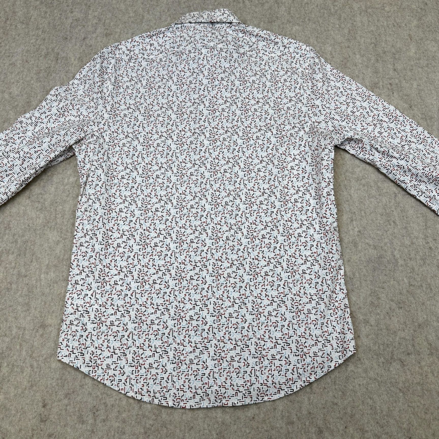 Express Express Shirt Mens Medium White Geometric Slim Fit Long Sleeve Button Down Size US M / EU 48-50 / 2 - 7 Thumbnail