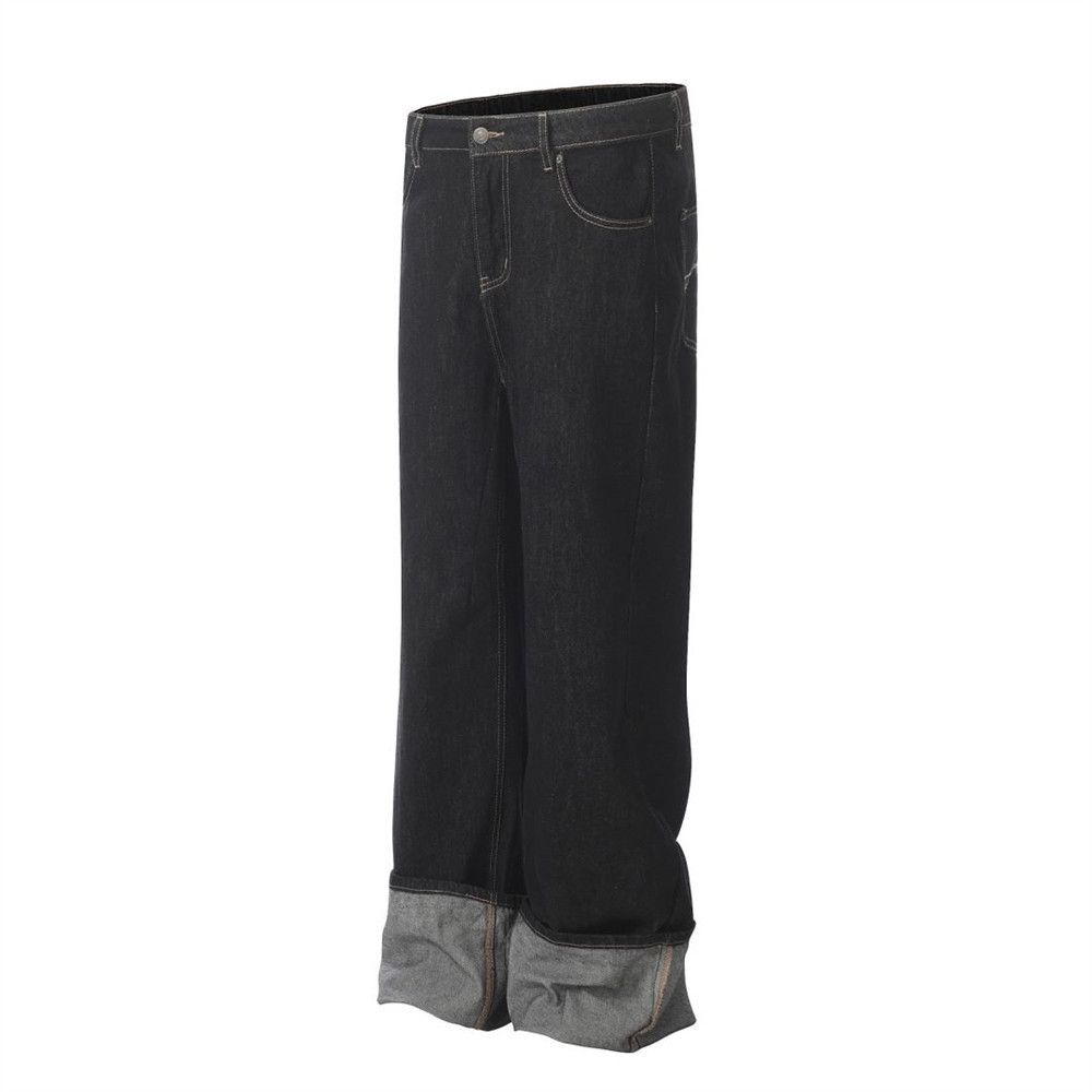 Japanese Brand Trendy men's contrasting stitched loose casual jeans Size US 32 / EU 48 - 2 Thumbnail