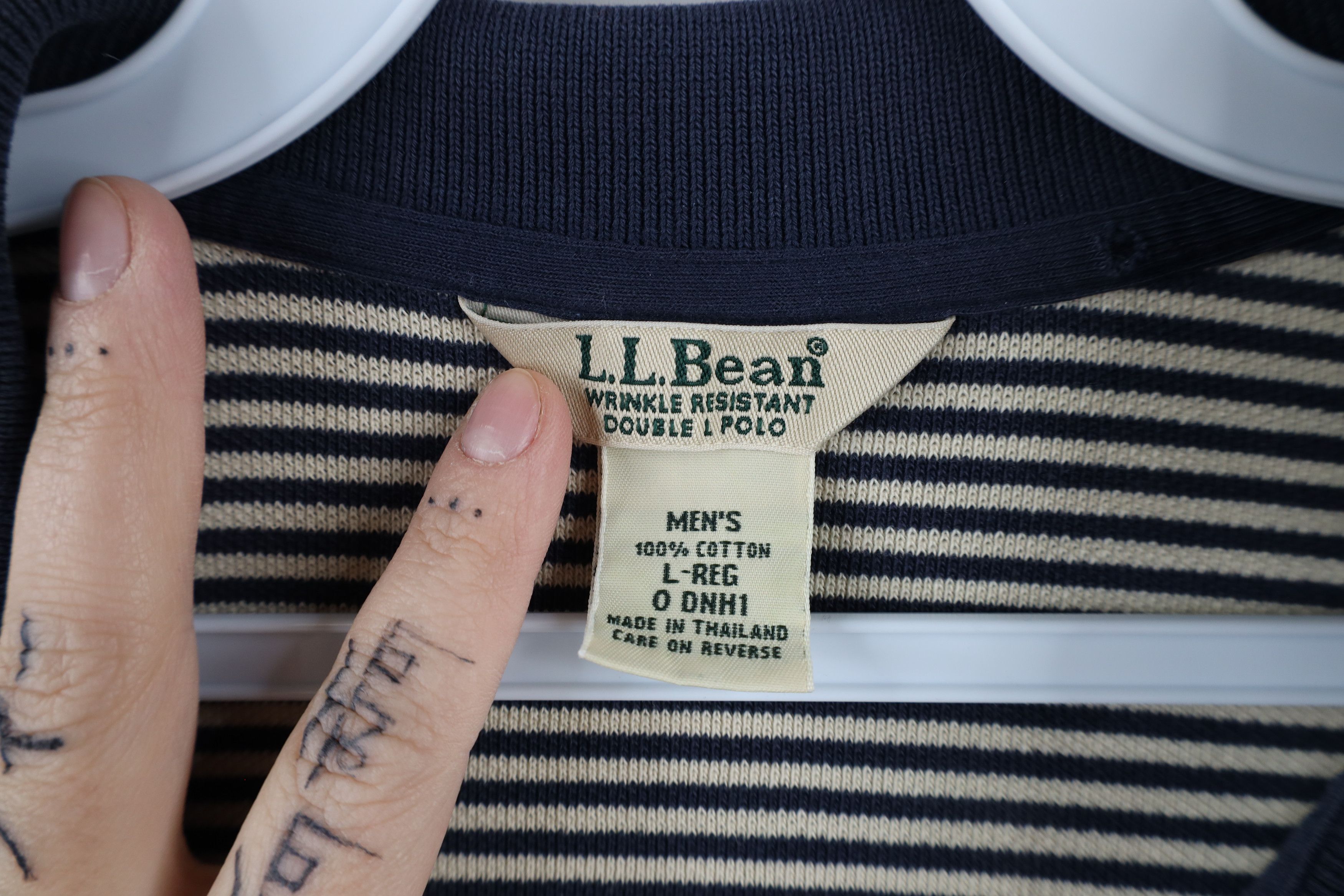 L.L. Bean × Vintage Vintage LL Bean Striped Double L Knit Collared Polo Shirt Size US L / EU 52-54 / 3 - 9 Thumbnail