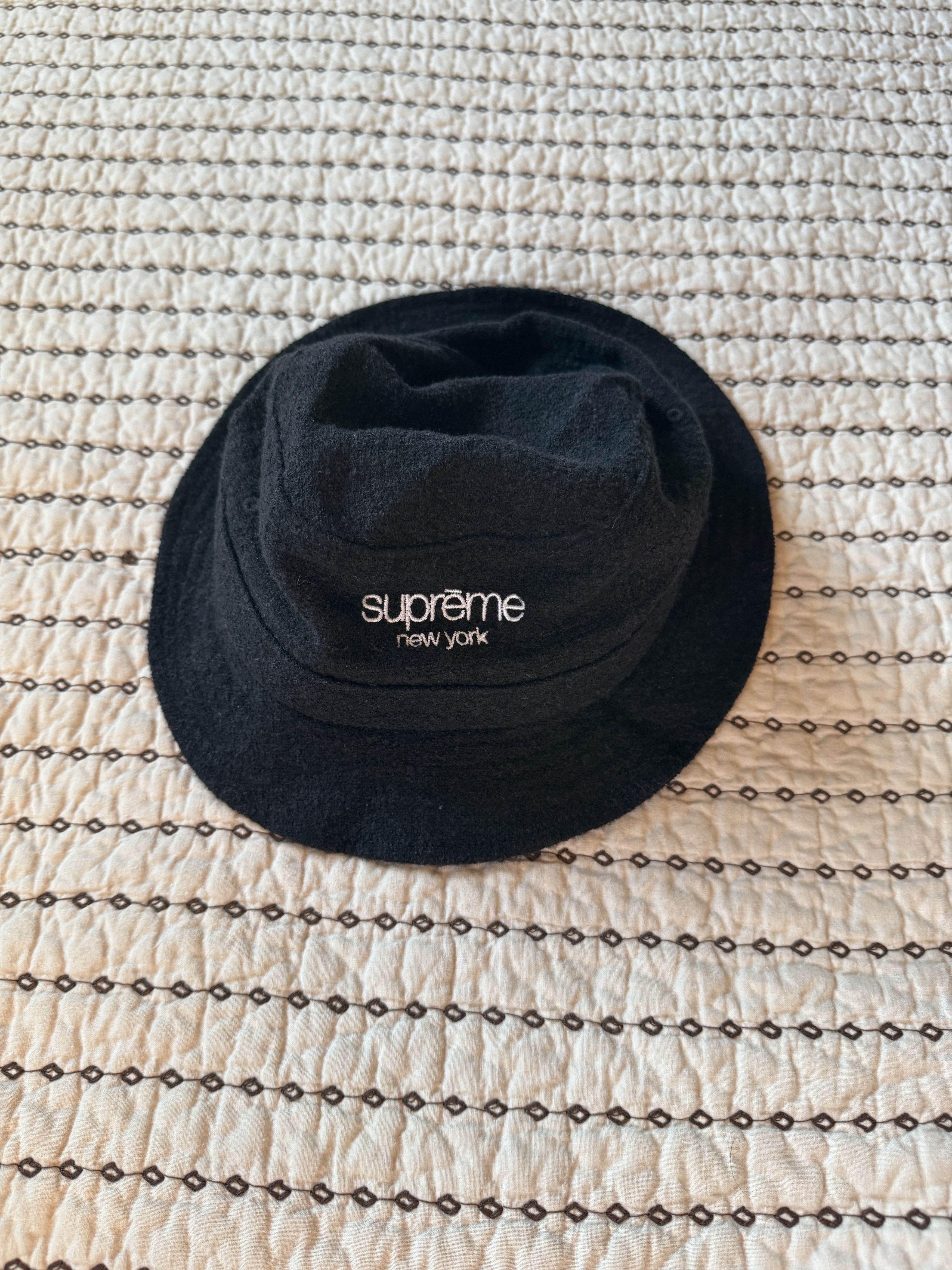 Supreme SUPREME X LORO PIANA TERRY CRUSHER HAT BLACK SMALL/MEDIUM Size ONE SIZE - 3 Thumbnail