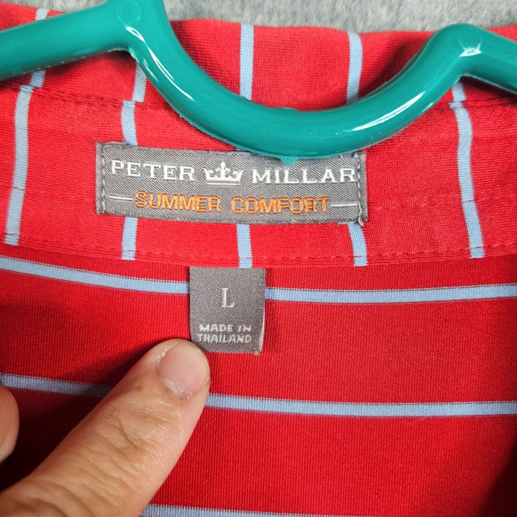 Peter Millar PETER MILLAR Polo Shirt Shirt Men Red White Stripes Sz L Multicolor Short Sleeve Casual Polo Shirt Mens Size US L / EU 52-54 / 3 - 8 Thumbnail