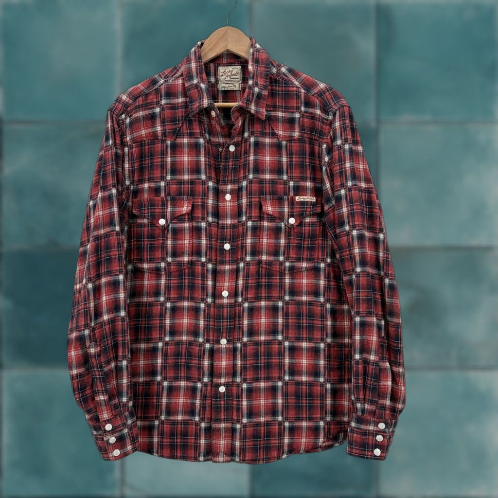 Lucky Brand Lucky Brand Shirt Mens M Red Plaid Western Pearl Snap Button Flannel Rodeo Shirt Size US M / EU 48-50 / 2 - 1 Thumbnail