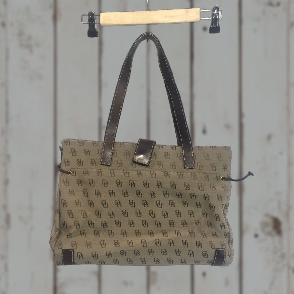 Dooney & Bourke Dooney & Bourke Tote Logo Signature Large Hand Bag Women Brown Fabric Magnetic Snap 15x11x6 Size ONE SIZE - 1 Thumbnail