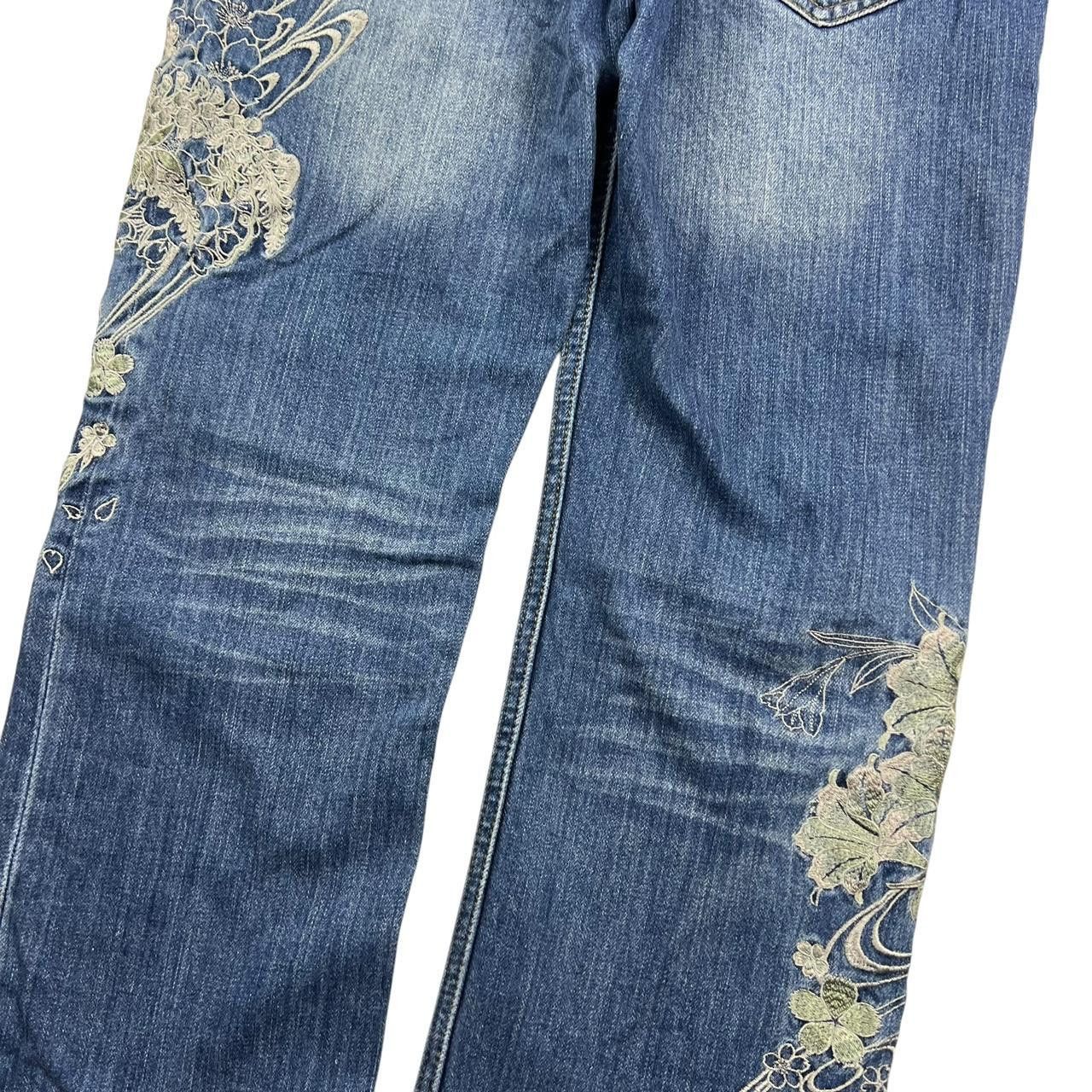 Karakuri Tamashii Women’s Karakuri Tamashii Embroidered Floral Jeans Waist 33 Size 33" - 3 Thumbnail