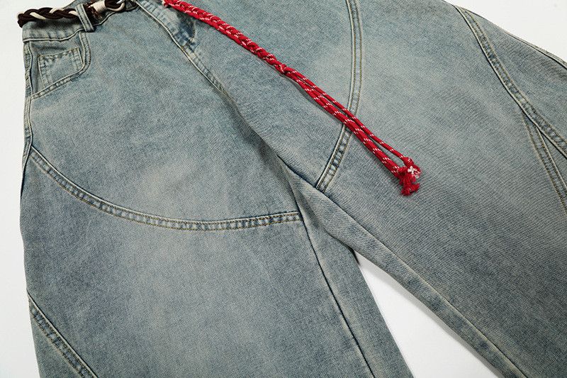Jean American retro patchwork washed curved jeans for men Size US 32 / EU 48 - 3 Thumbnail