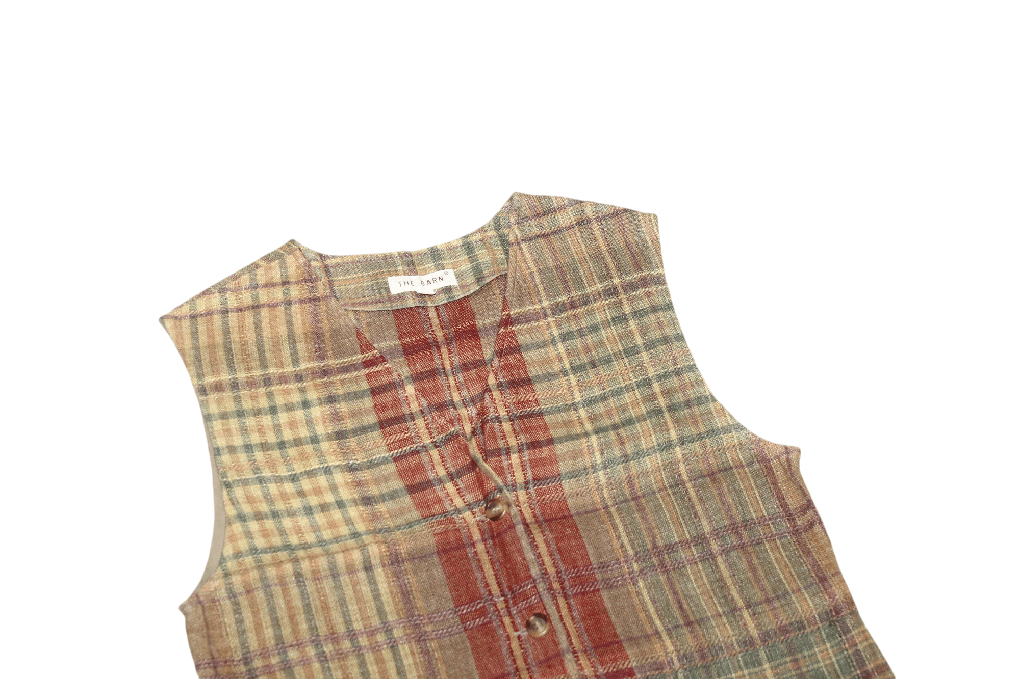 Vintage The Barn clothing and accessories Checkered Linen Waistcoat Size US M / EU 48-50 / 2 - 2 Thumbnail