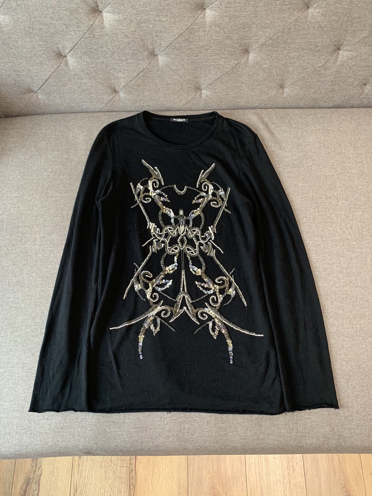 Balmain Balmain dragon embroidered with beads distressed Sweatshirt Size S / US 4 / IT 40 - 1 Thumbnail