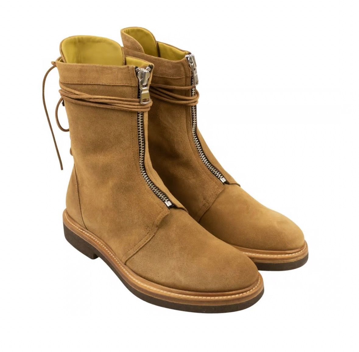 Backlace Combat Boot w/ Zip (Brown Suede)
