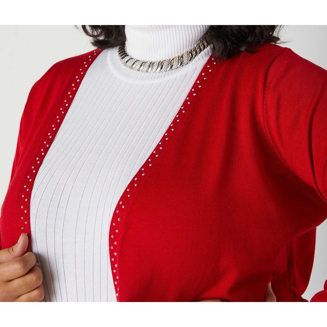 Other Women's Size 18/20 | Crystal Trim Belted Knit Cardigan | NEW Size XXL / US 16-18 / IT 52-54 - 4 Thumbnail