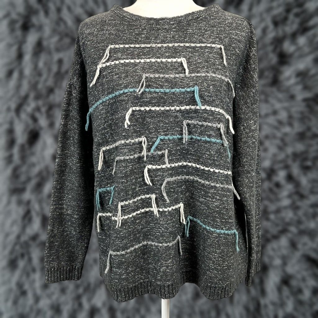 J. Jill J. Jill Yarn Knit Sweater Sz Medium Purejill Gray Crew Neck Tunic Casual Size M / US 6-8 / IT 42-44 - 1 Thumbnail