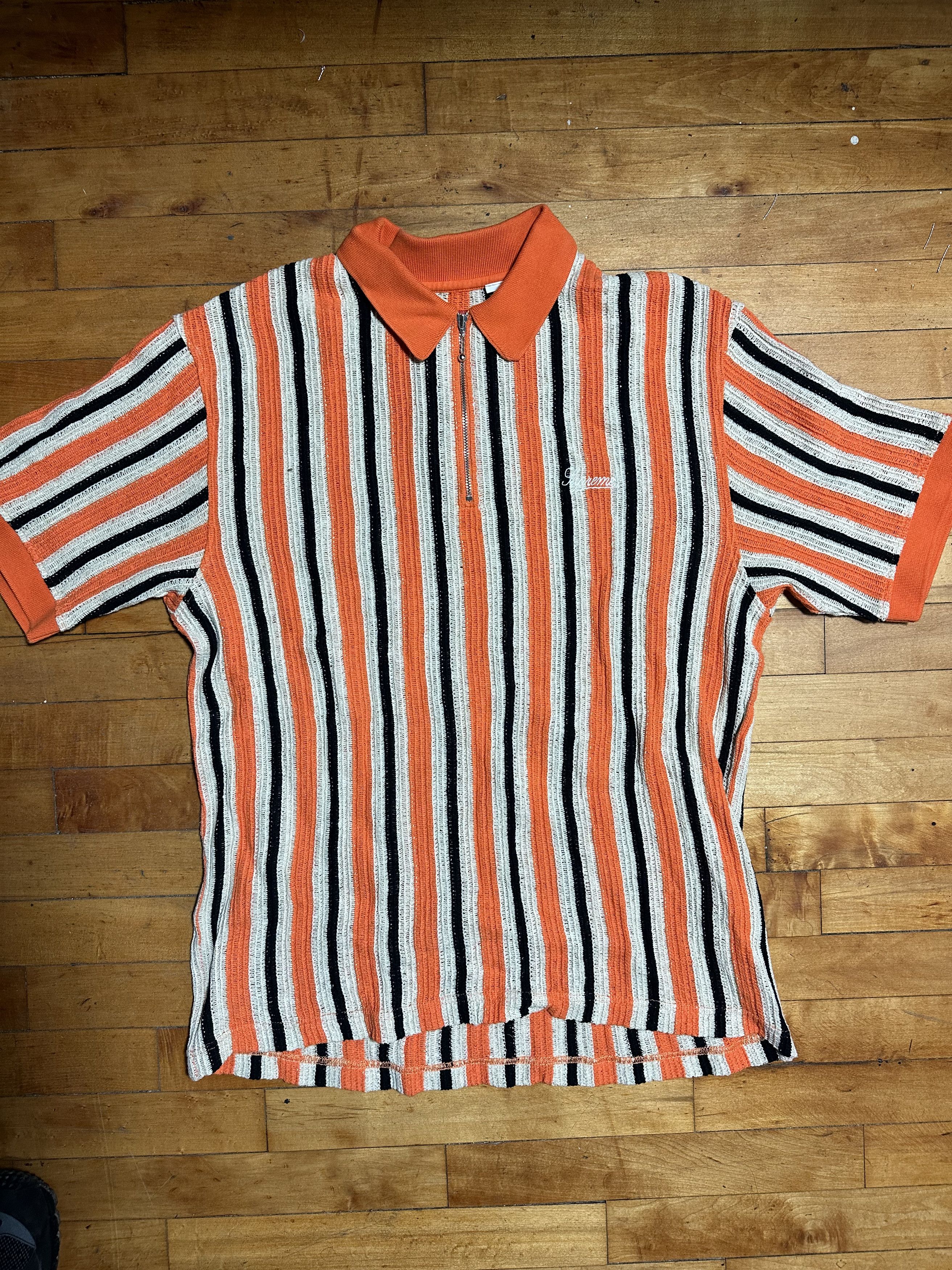 Supreme Open Knit Stripe Zip Polo Supreme Open Knit Stripe Zip Polo