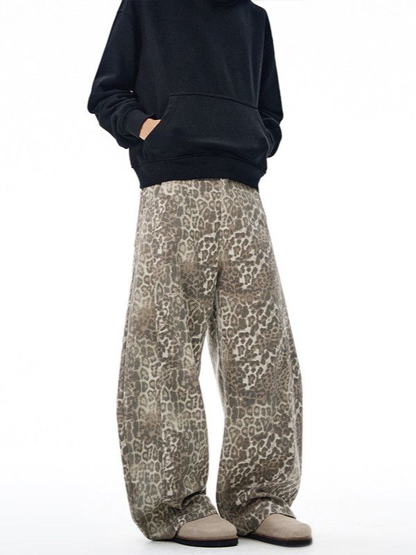 Japanese Brand Men's Retro Wide-Leg Washed Leopard Print Jeans Size US 32 / EU 48 - 2 Thumbnail