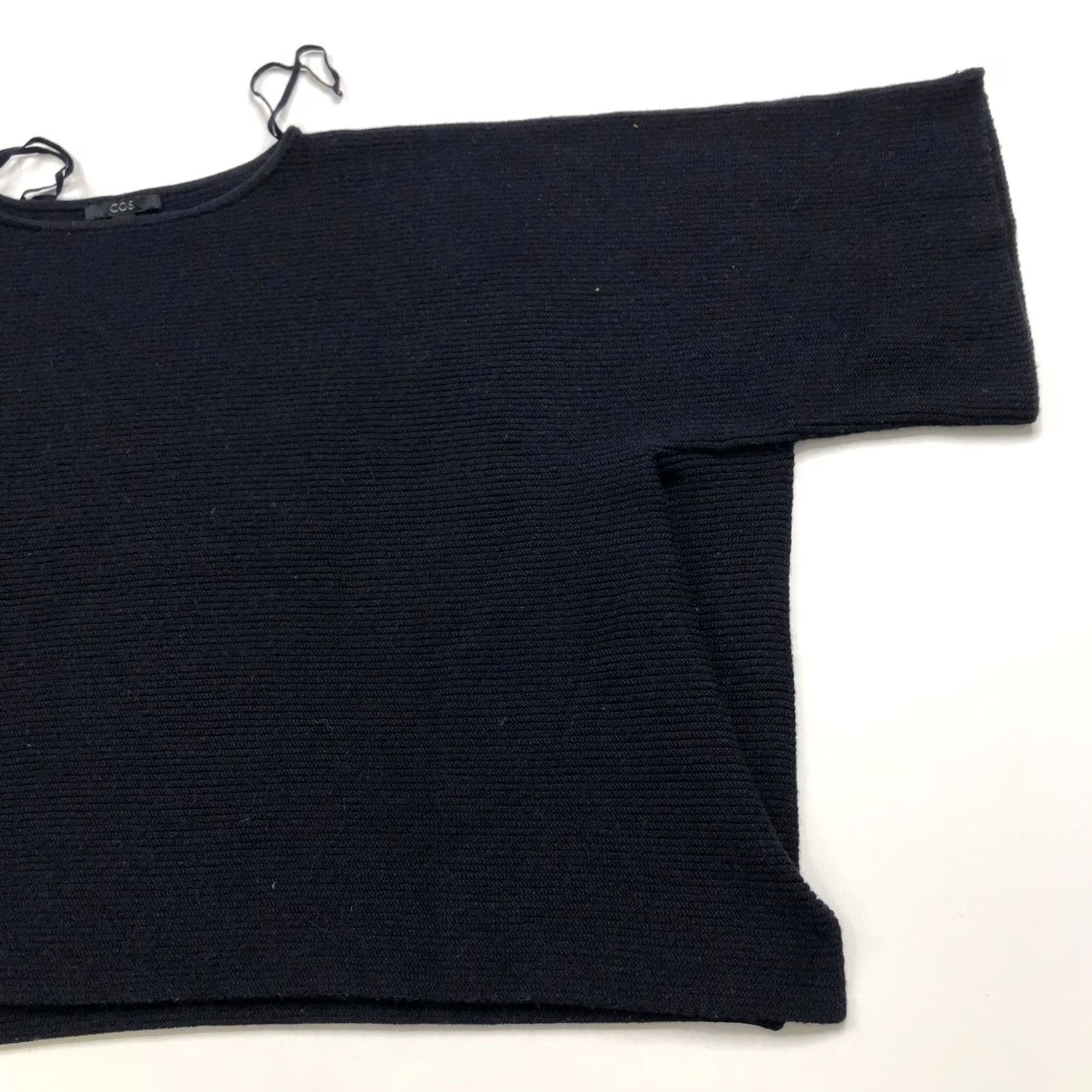 Cos COS Boxy Women's Small Boat Neck Pullover Sweater Ribbed Black Size S / US 4 / IT 40 - 5 Thumbnail