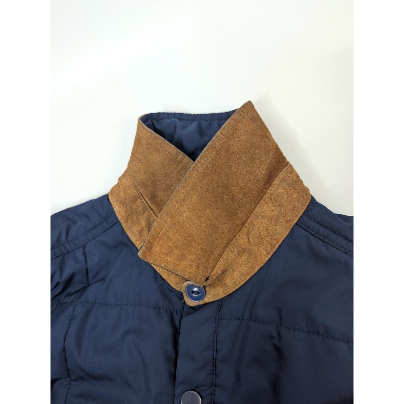 Vintage CPO Provisions Jacket Bomber Size XS Blue Quilted Leather Collar Pockets Workwear Casual Travel Button Shirt? Size US XS / EU 42 / 0 - 7 Thumbnail