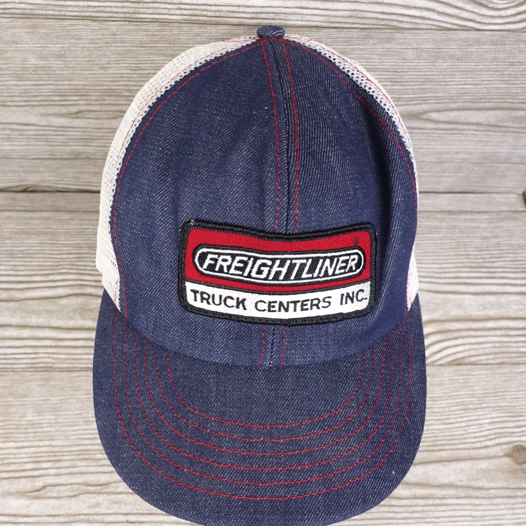 Denime VINTAGE FREIGHTLINER TRUCK CENTERS DENIM BLUE JEAN USA MADE TRUCKER HAT CAP Size US 35 - 4 Thumbnail