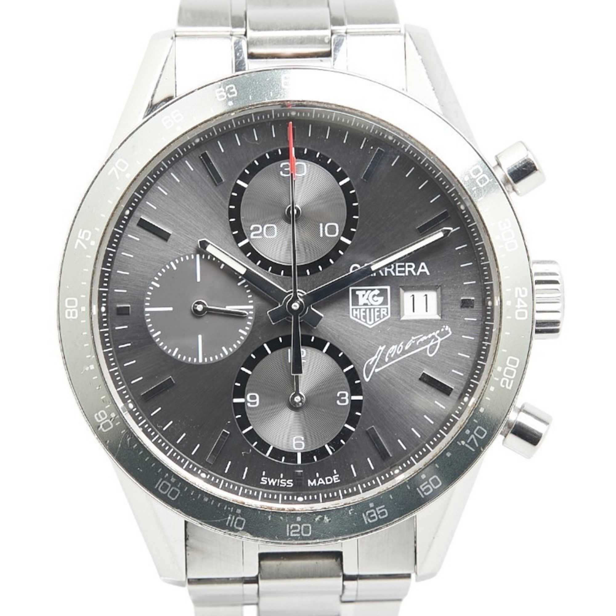 Tag Heuer Carrera Jm Fangio Watch Cv201C Automatic Grey Dial Stainless Steel Men's Heuer