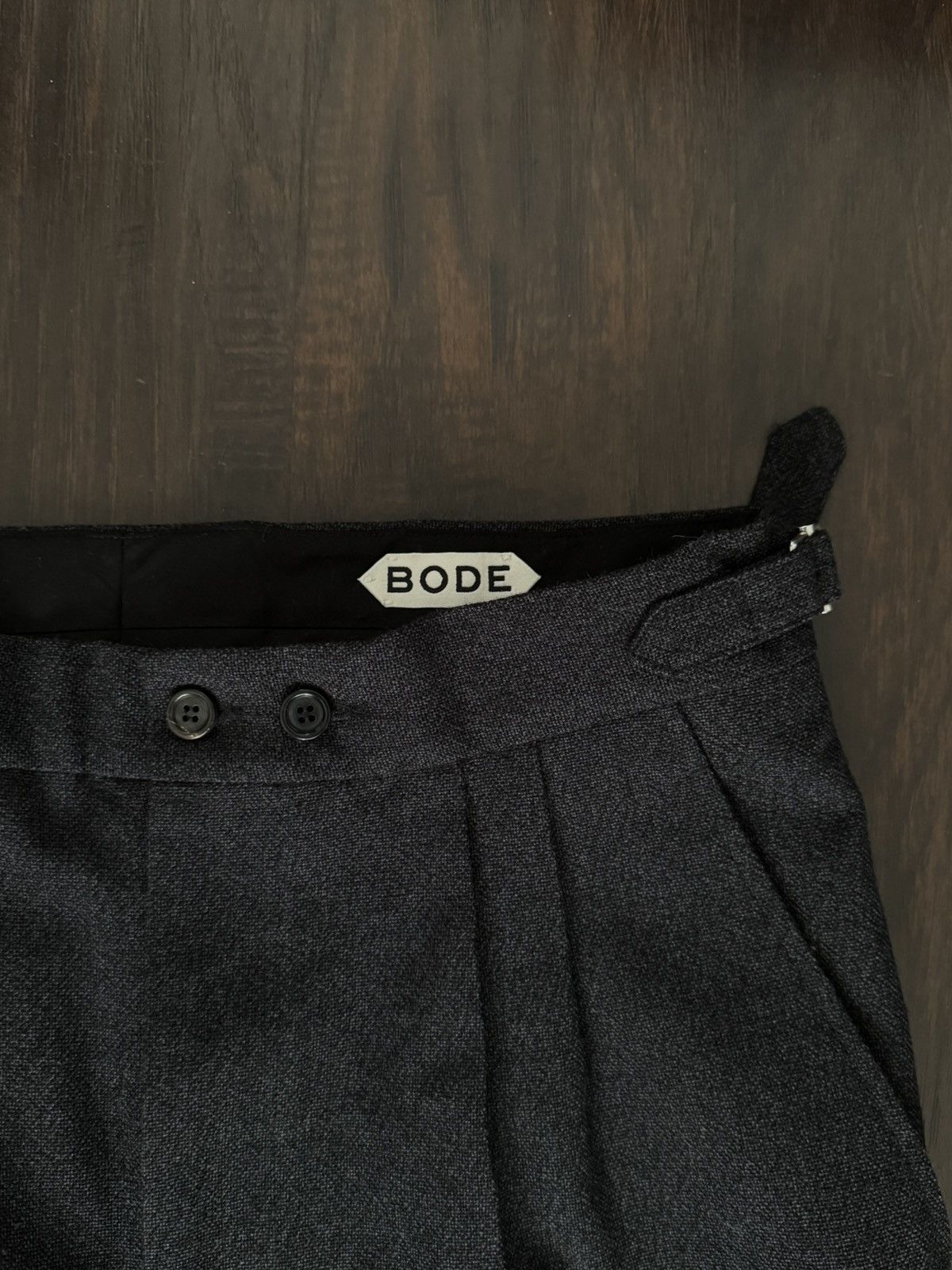 Bode Bode Charcoal Thornproof Pleated Trousers Size 42R - 2 Thumbnail