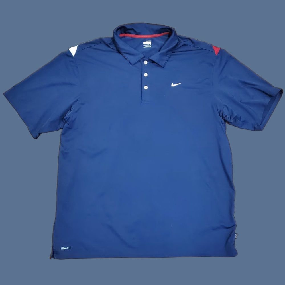 Nike Nike Polo Shirt Mens XL Navy Blue NikeFIT Dry Performance Golf Athletic Swoosh Size US XL / EU 56 / 4 - 1 Thumbnail