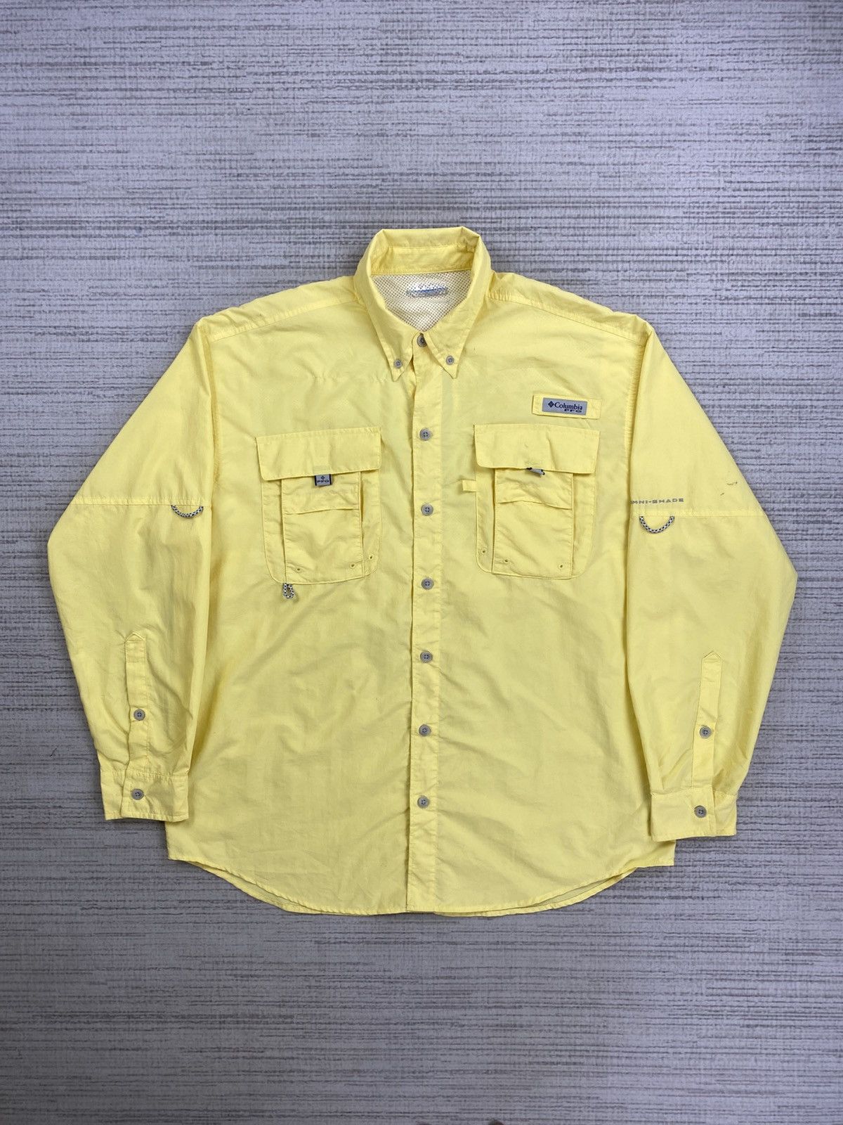 Columbia × Japanese Brand × Vintage Vintage Columbia PFG Soft Yellow Longsleeve Button Up Shirt Size US L / EU 52-54 / 3 - 1 Thumbnail
