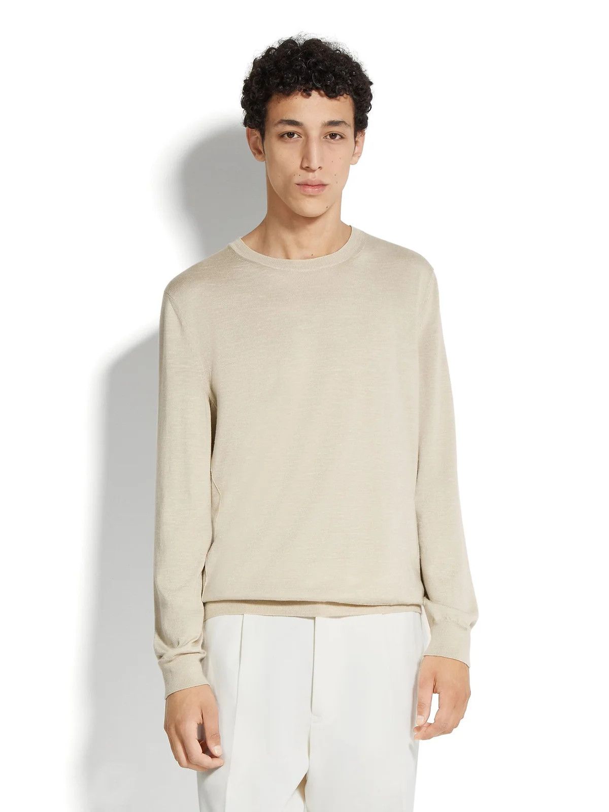 Ermenegildo Zegna o1s1rm0225 RUDF9 Crewneck Sweater in Beige Size US M / EU 48-50 / 2 - 1 Thumbnail