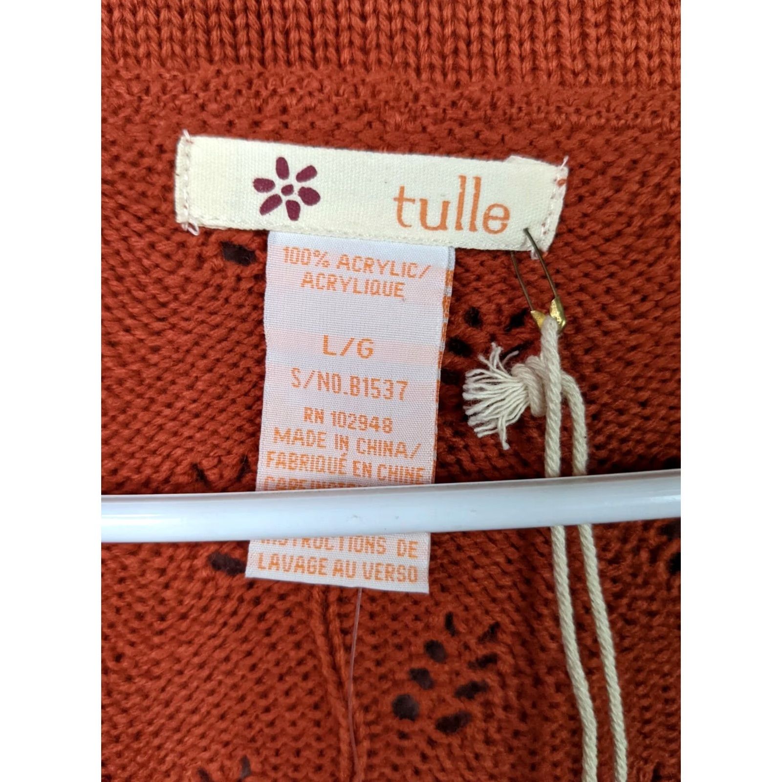 Vintage Tulle Los Angeles Women's Orange Button Up Long Sleeve Sweater Size L/G Knit Regular Pullover All Seasons Casual Modern Knit Orange Womens Size L / US 10 / IT 46 - 3 Thumbnail